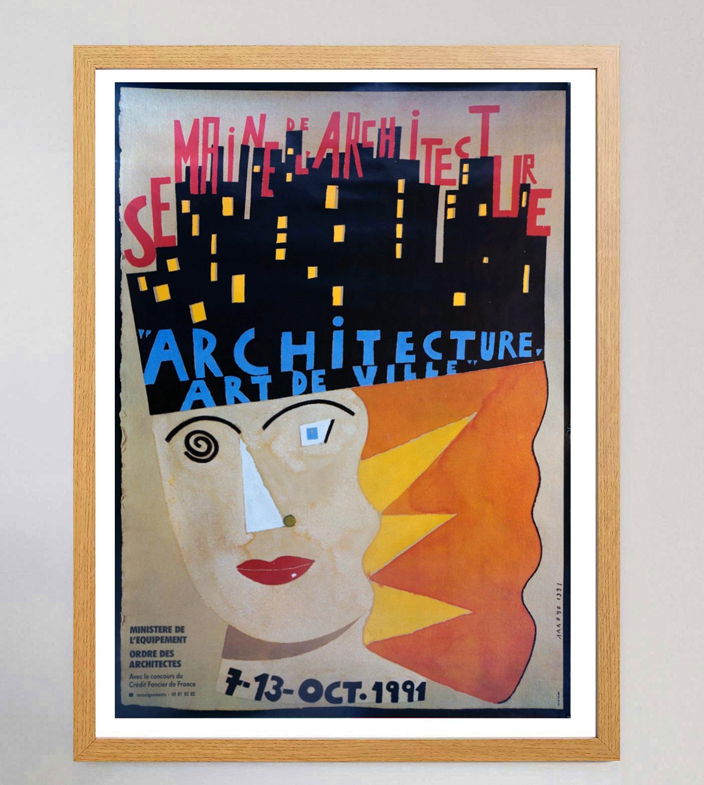 1991 Architecture, Art De Ville Original Vintage Poster In Good Condition For Sale In Winchester, GB