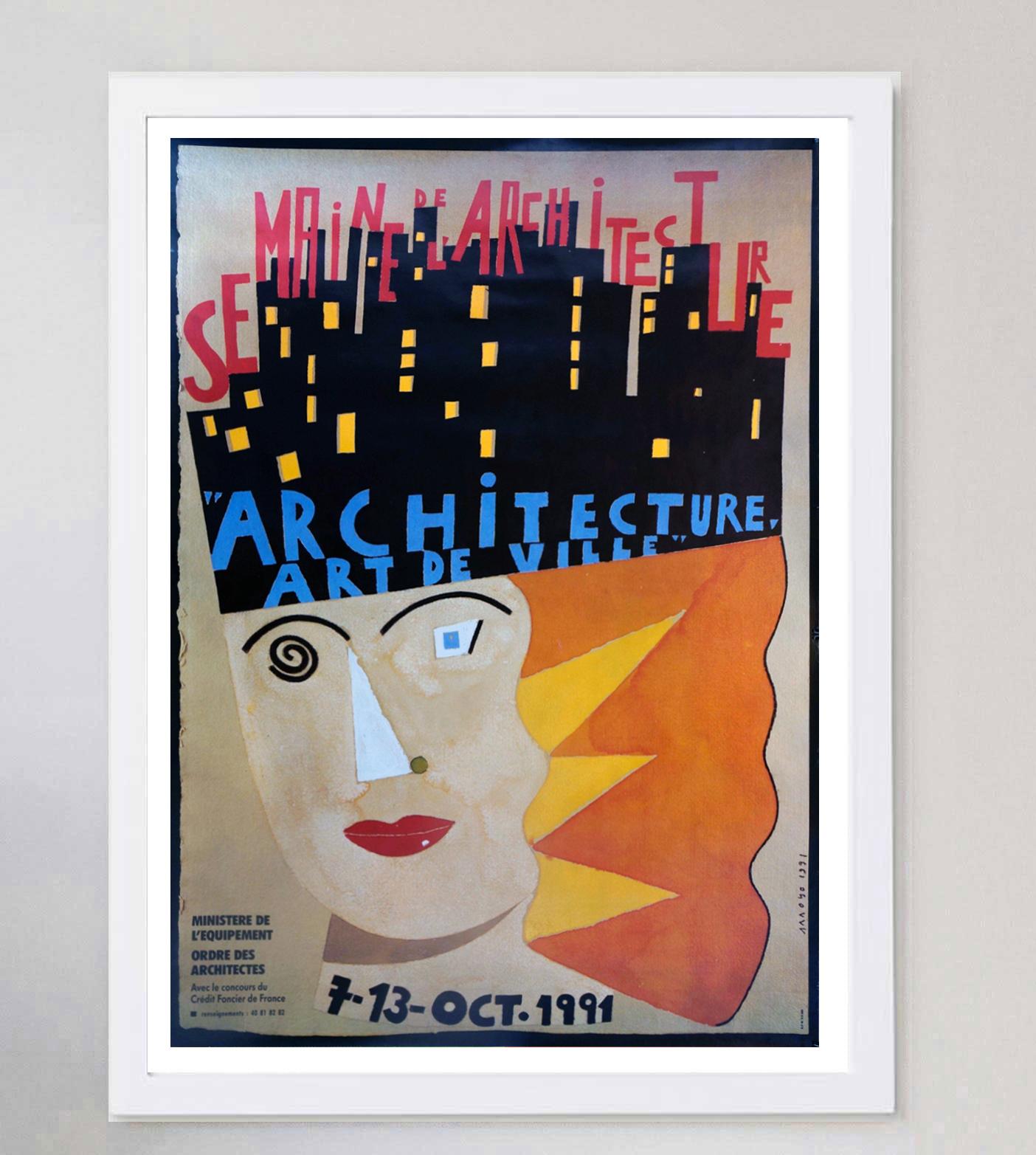 Fin du 20e siècle Affiche vintage d'origine Architecture, Art De Ville, 1991 en vente