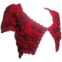 1991 Atelier Versace Ruby Red Crystal & Embellish Embellish Embellished Cropped Jacket