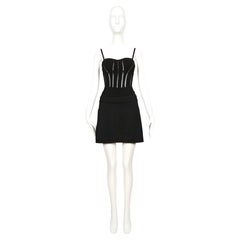1991 AZZEDINE ALAIA black bustier corset RUNWAY top and skirt