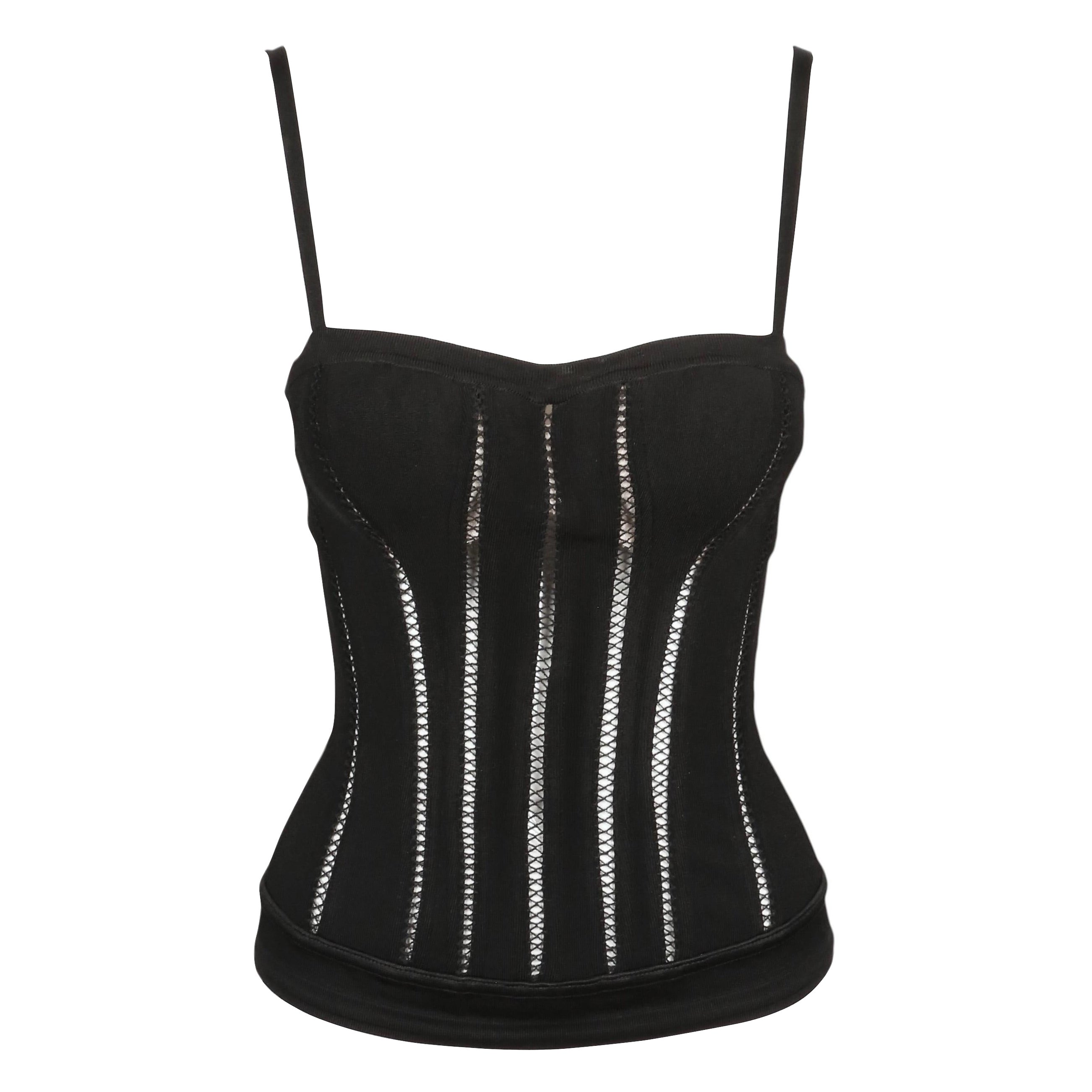 1991 AZZEDINE ALAIA black bustier corset RUNWAY top