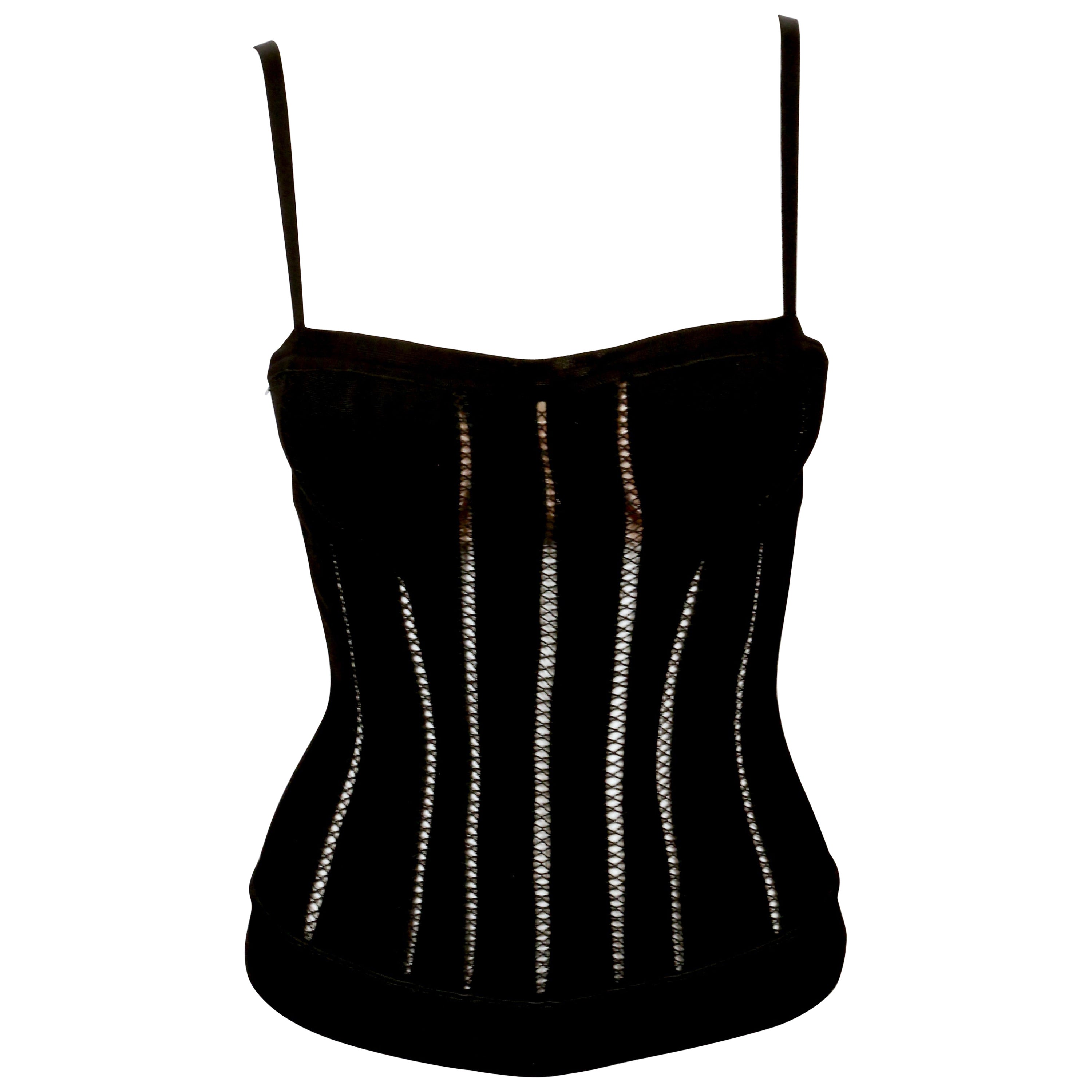 1991 AZZEDINE ALAIA black bustier corset RUNWAY top For Sale
