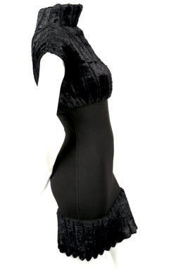 1991 AZZEDINE ALAIA black ribbed chenille dress