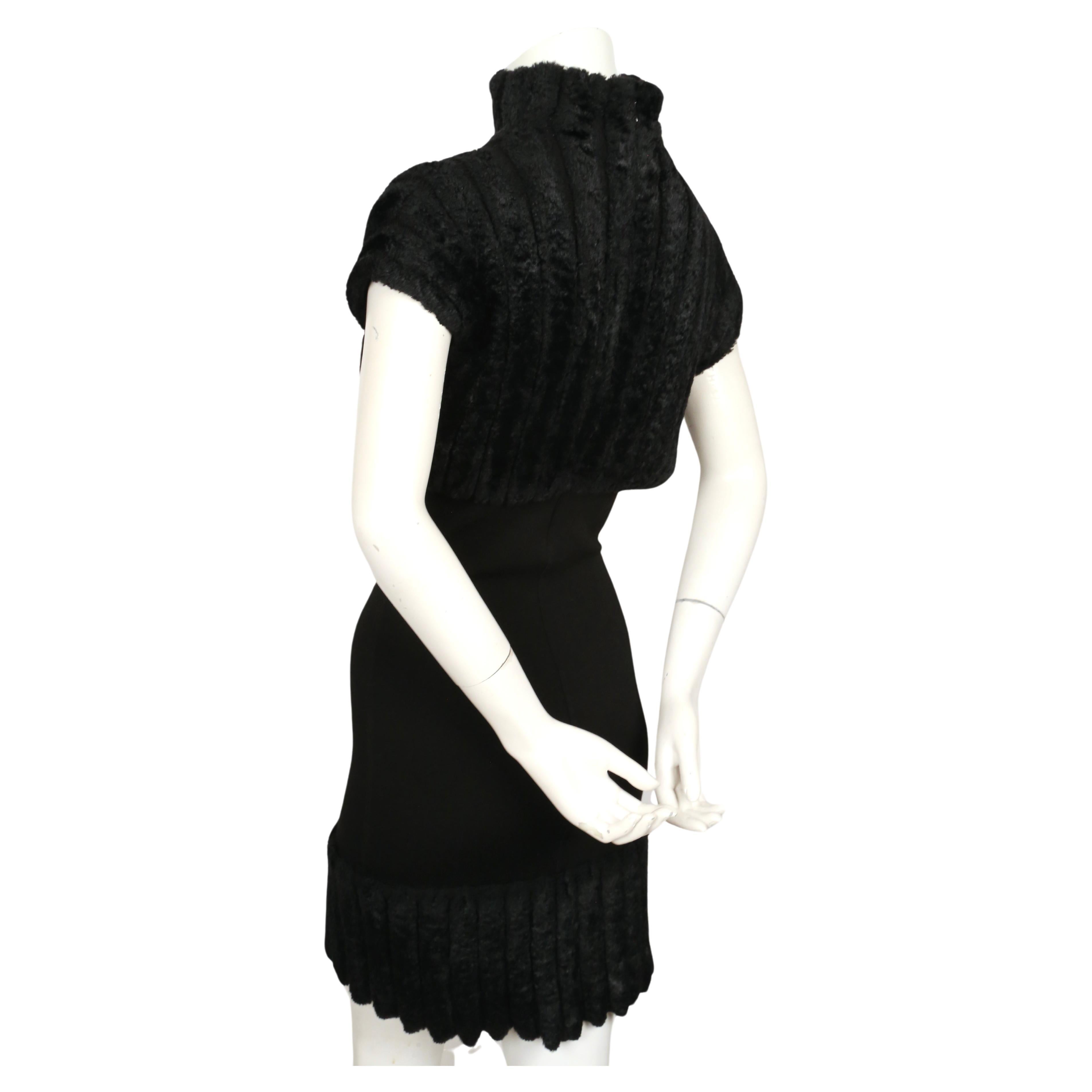 1991 AZZEDINE ALAIA black ribbed chenille dress In Excellent Condition For Sale In San Fransisco, CA