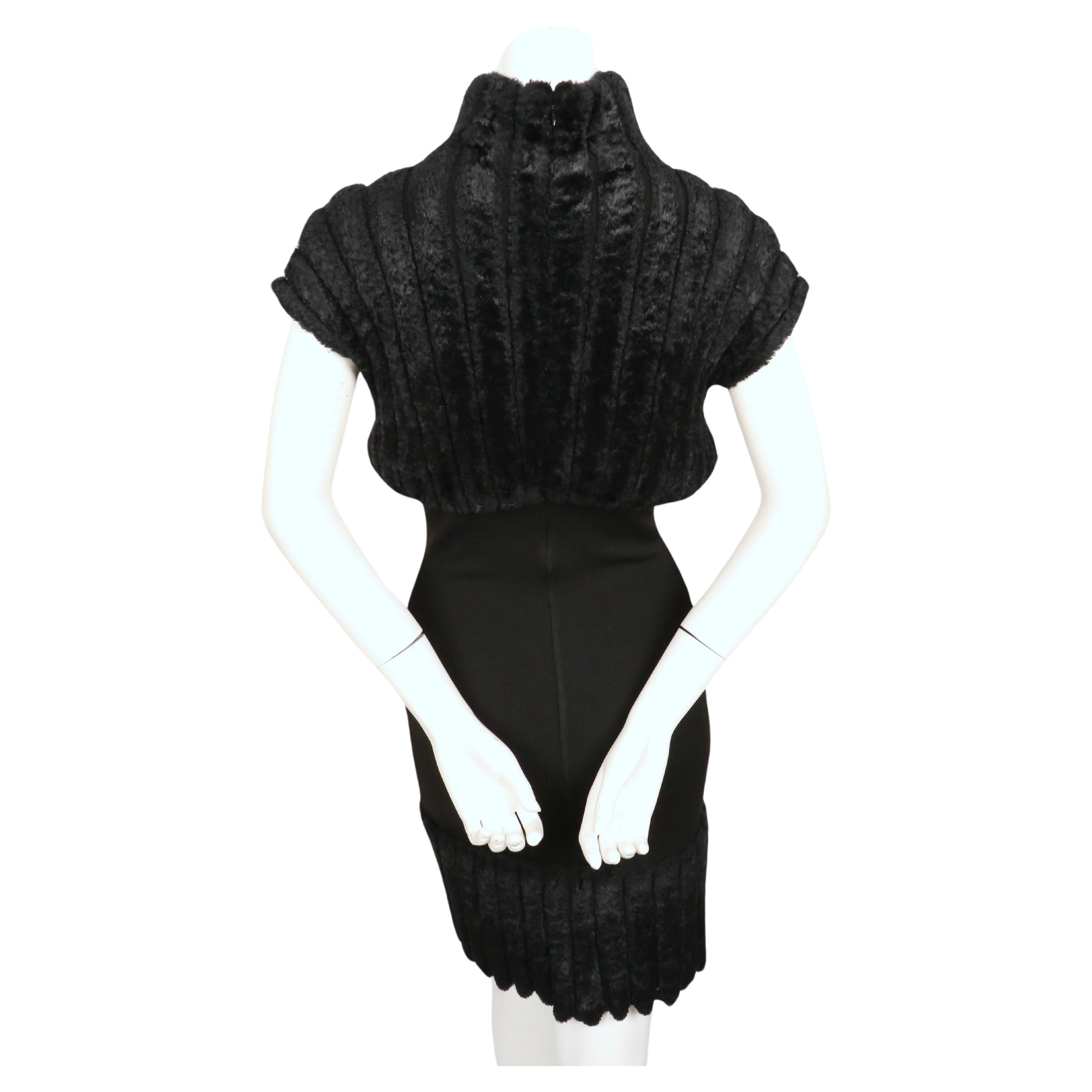 1991 AZZEDINE ALAIA black ribbed chenille dress For Sale 1
