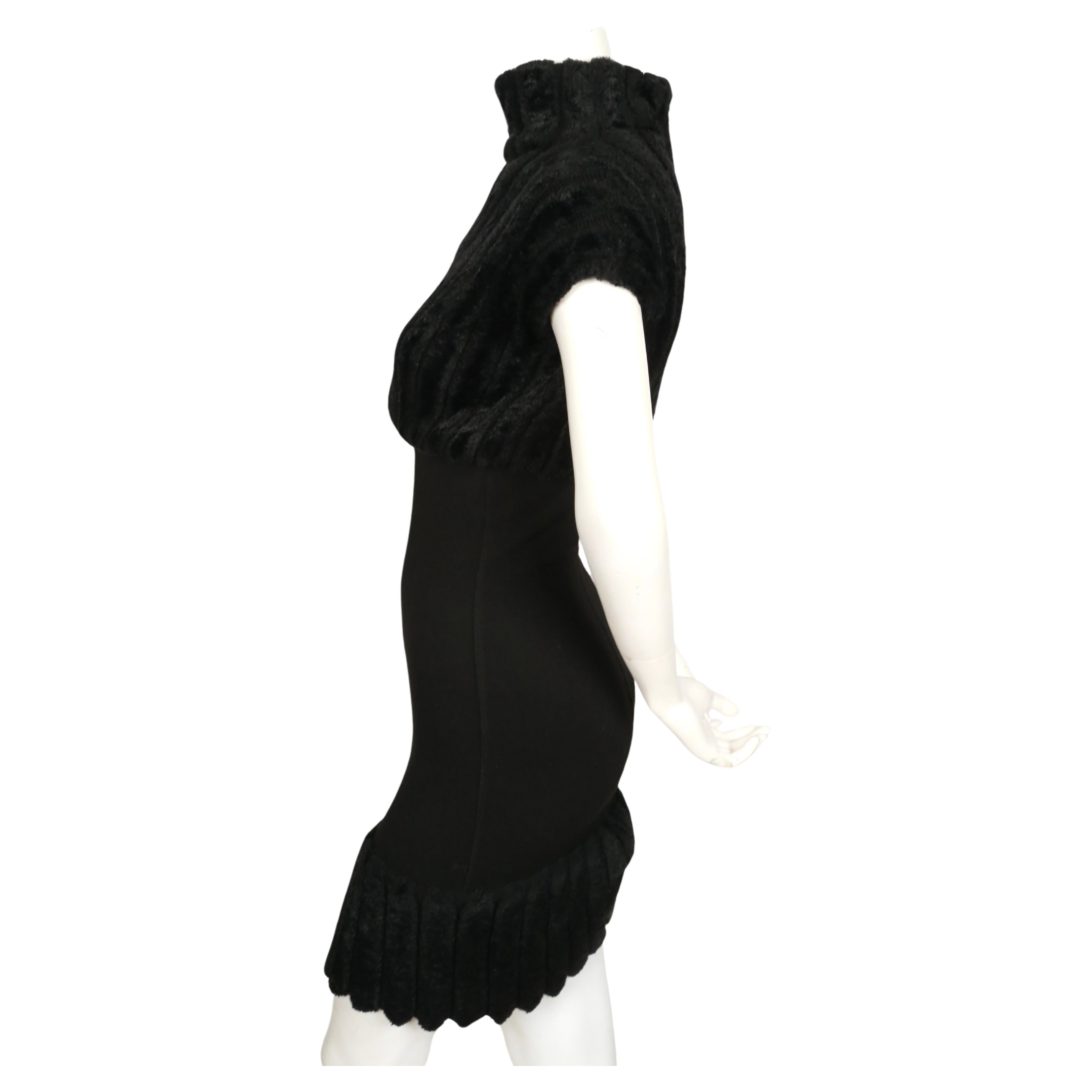 1991 AZZEDINE ALAIA black ribbed chenille dress For Sale 2