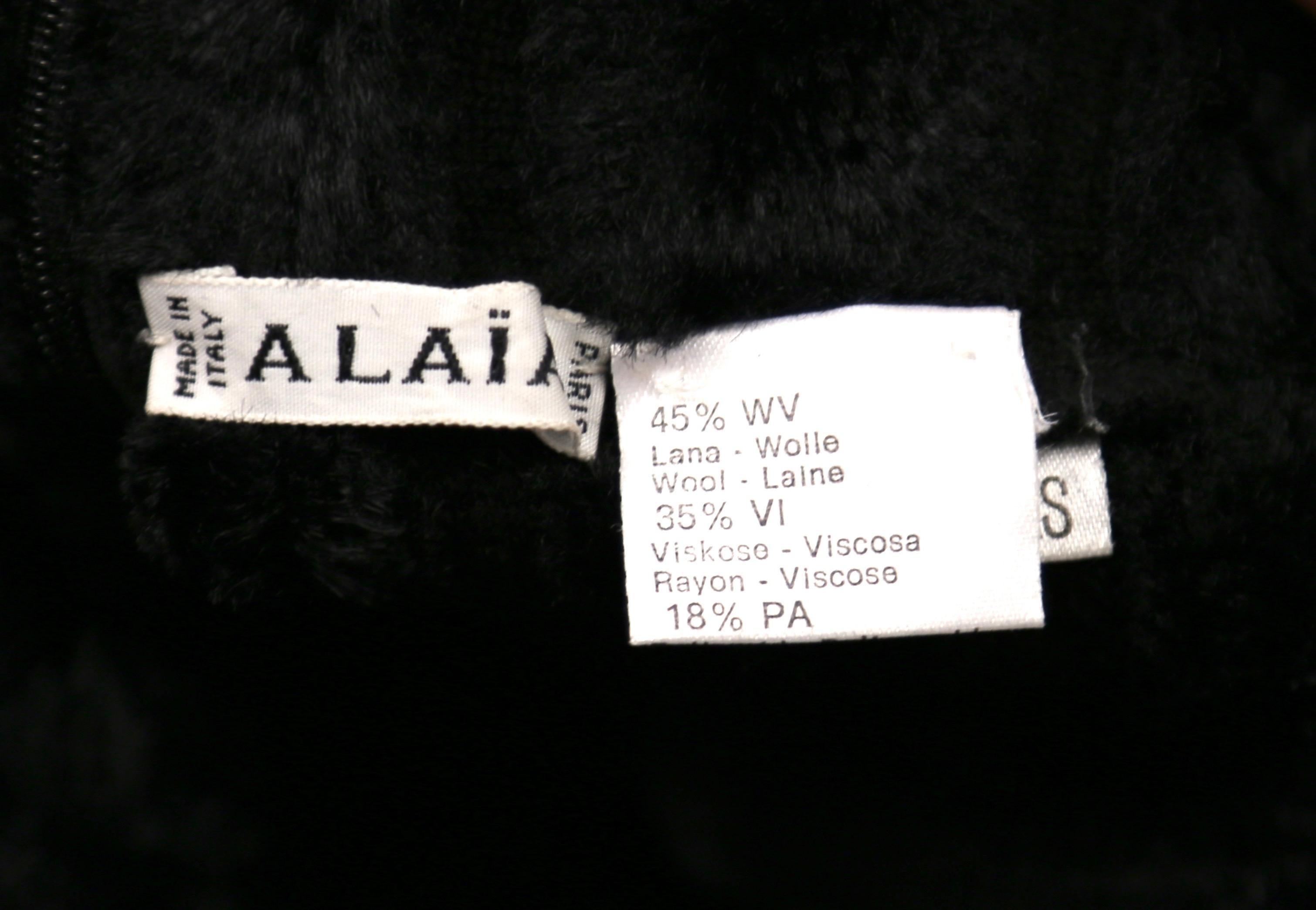 1991 AZZEDINE ALAIA black ribbed chenille dress For Sale 1