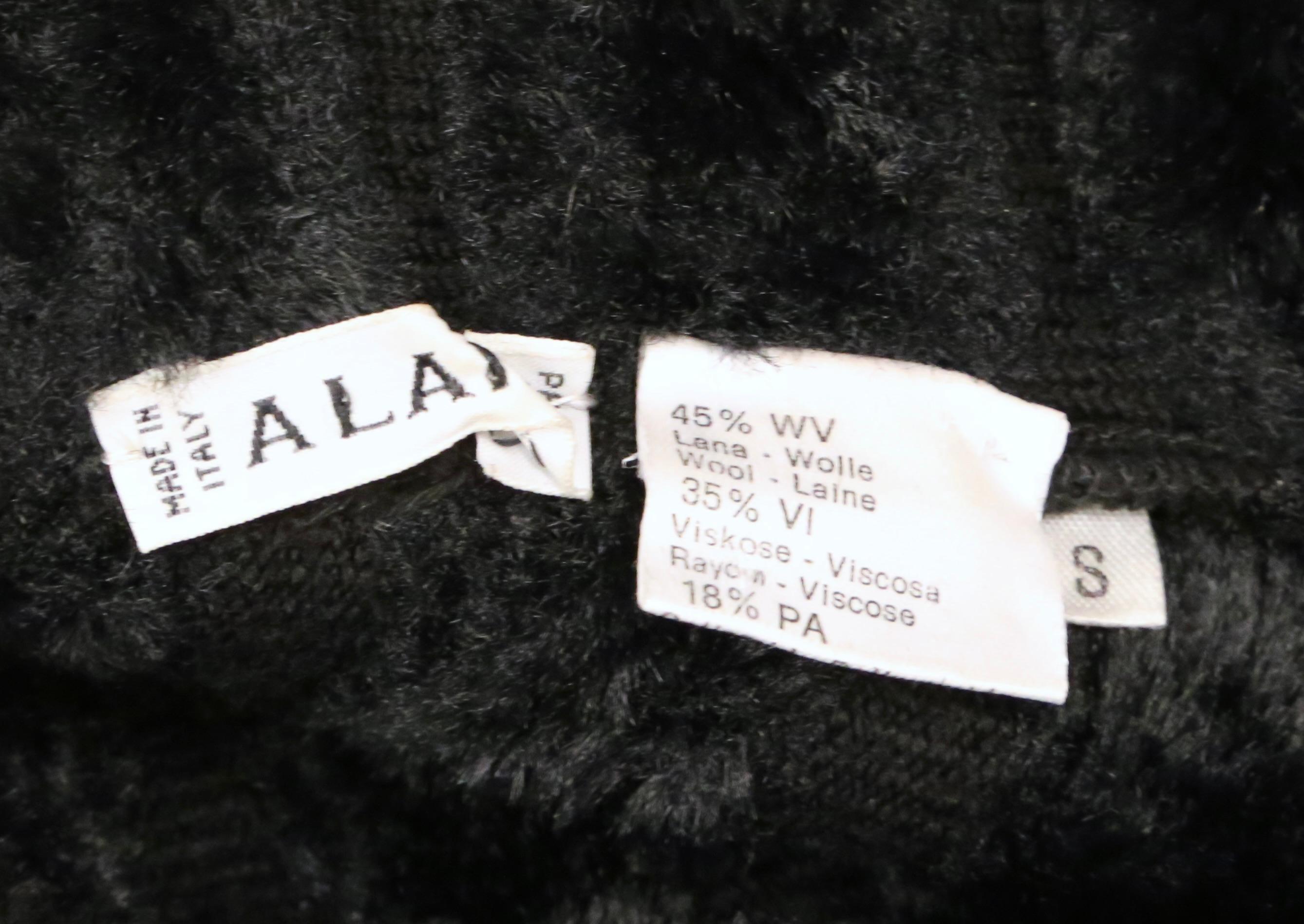1991 AZZEDINE ALAIA black ribbed chenille dress For Sale 5