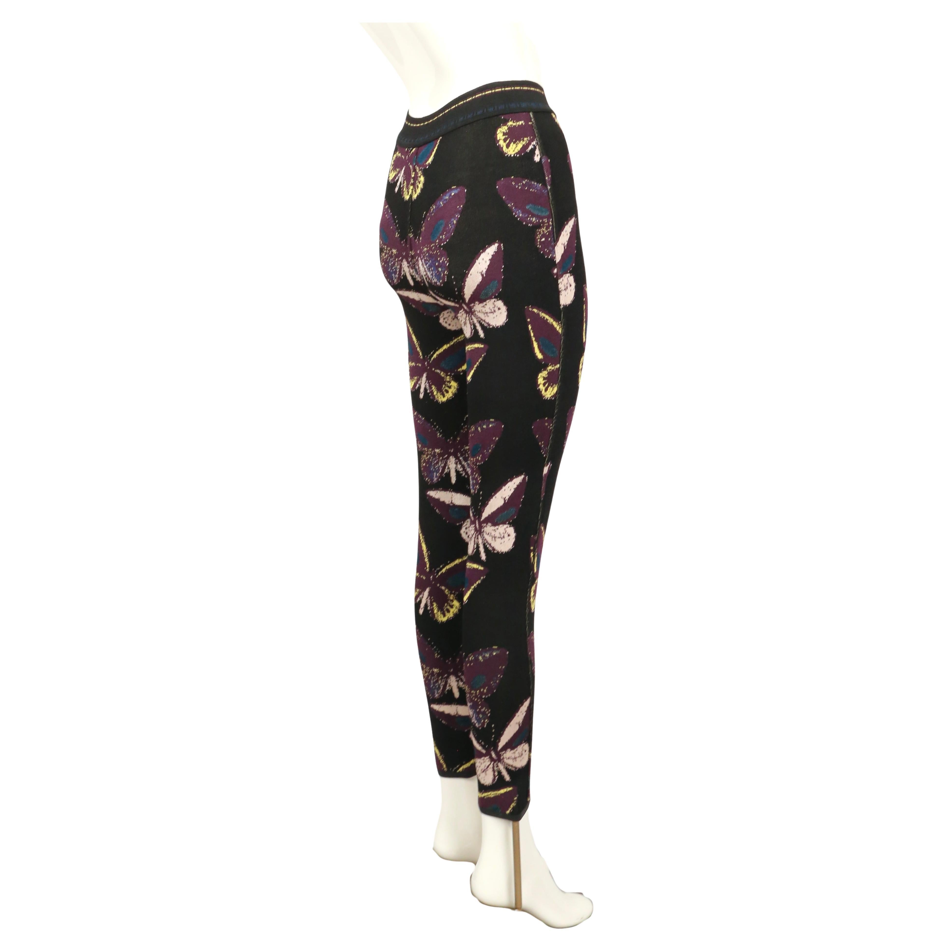 Noir AZZEDINE ALAÏA leggings avec motif papillon 1991 en vente