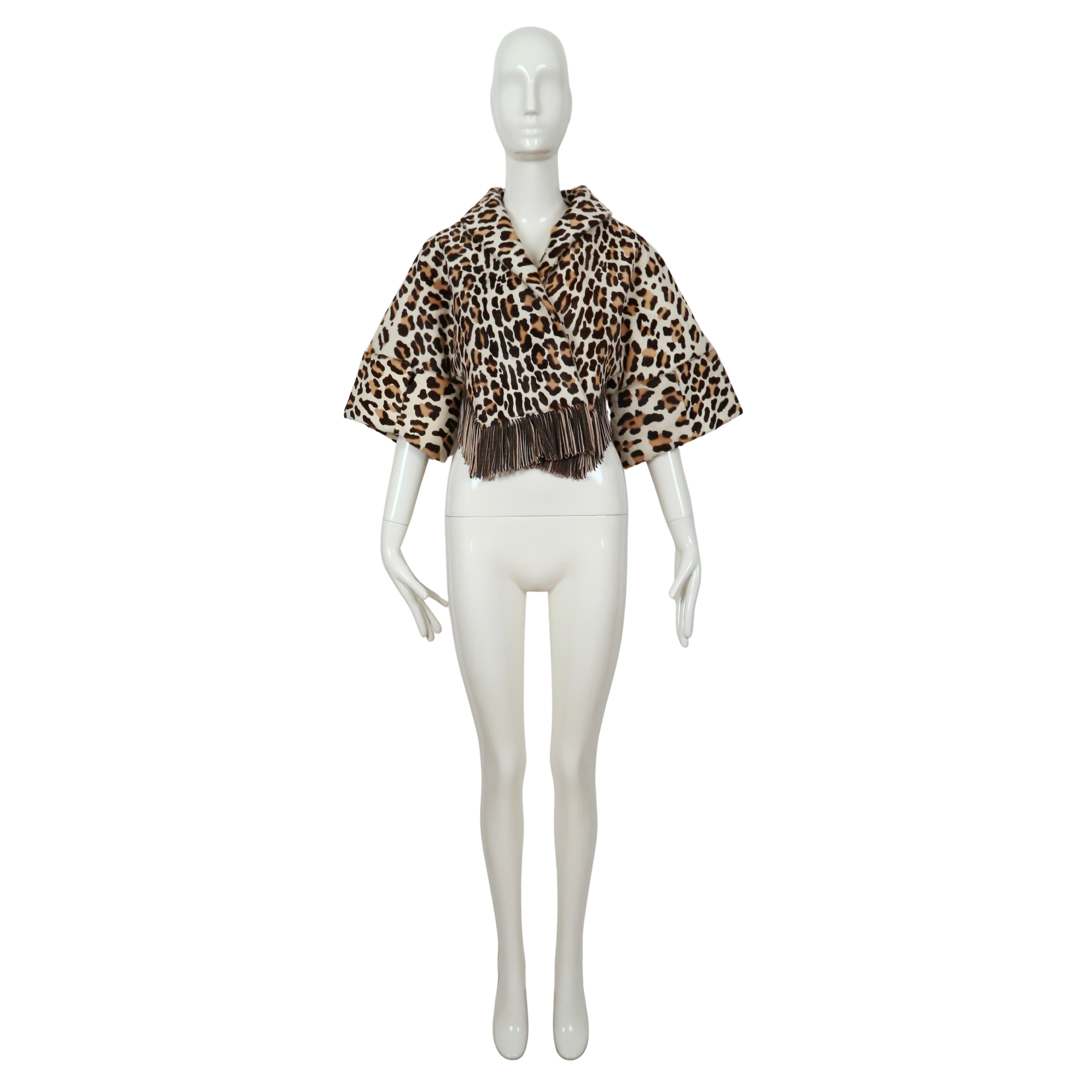 Beige 1991 AZZEDINE ALAIA leopard calf fur jacket For Sale