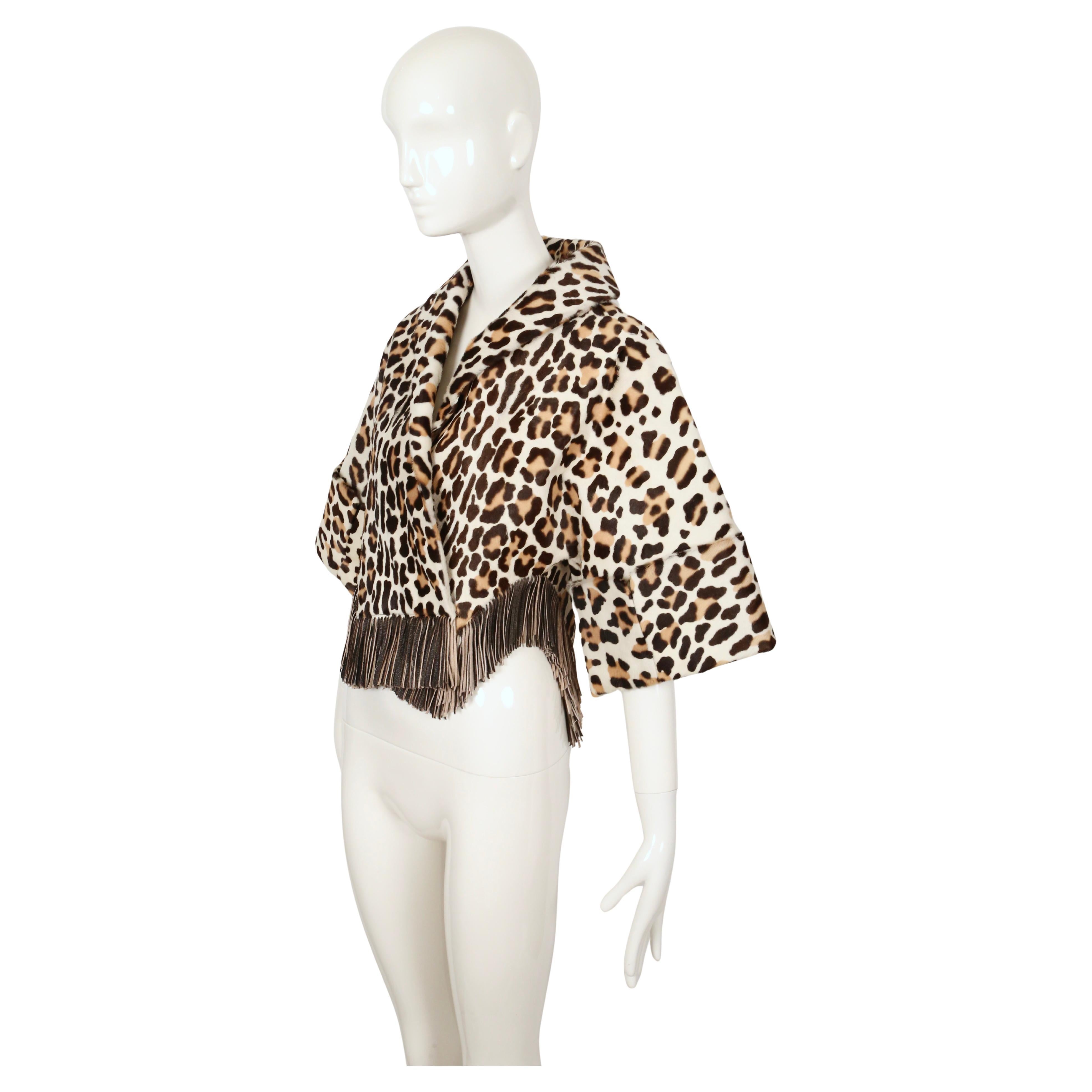 1991 AZZEDINE ALAIA leopard calf fur jacket For Sale 1