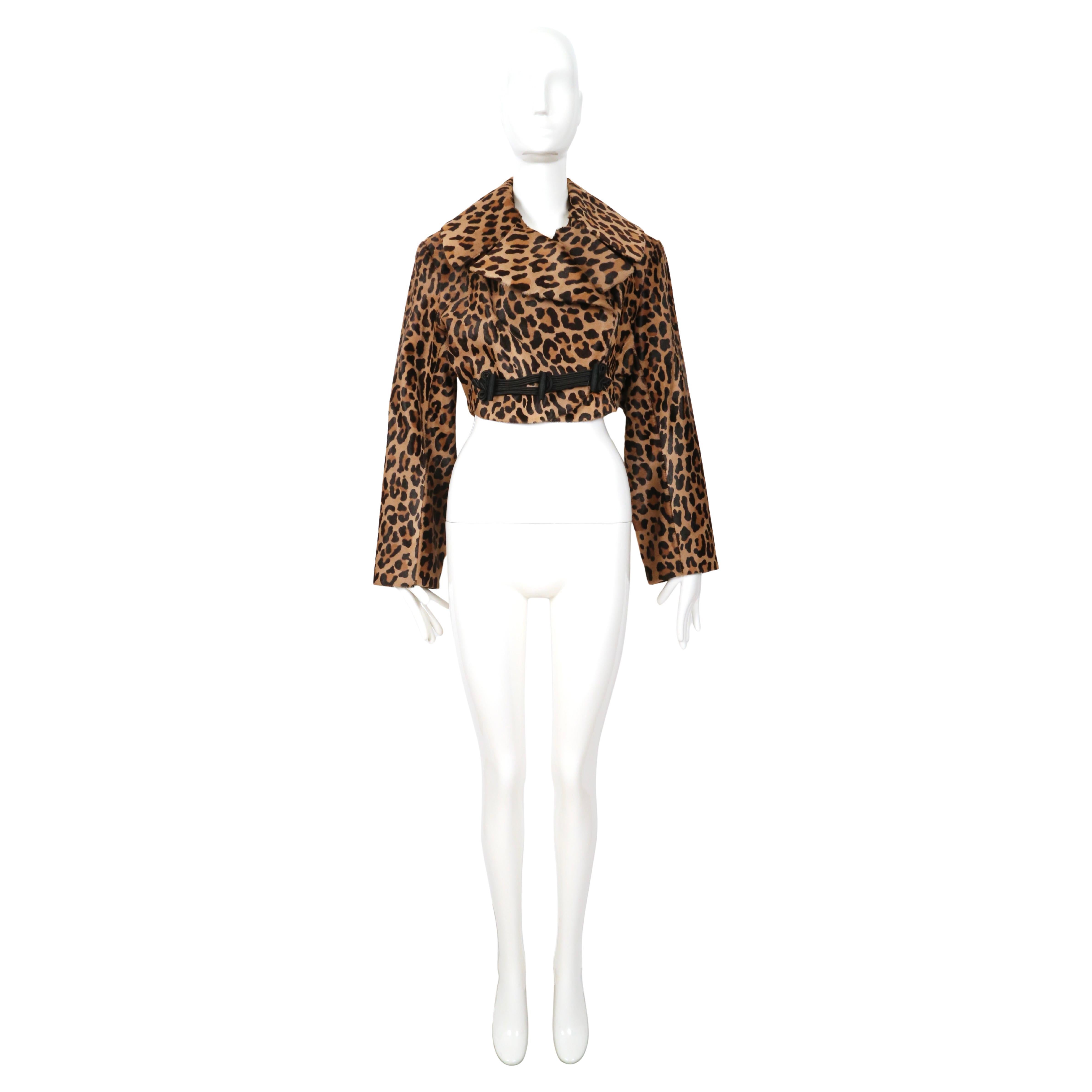Beige 1991 AZZEDINE ALAIA printed calf fur RUNWAY jacket For Sale