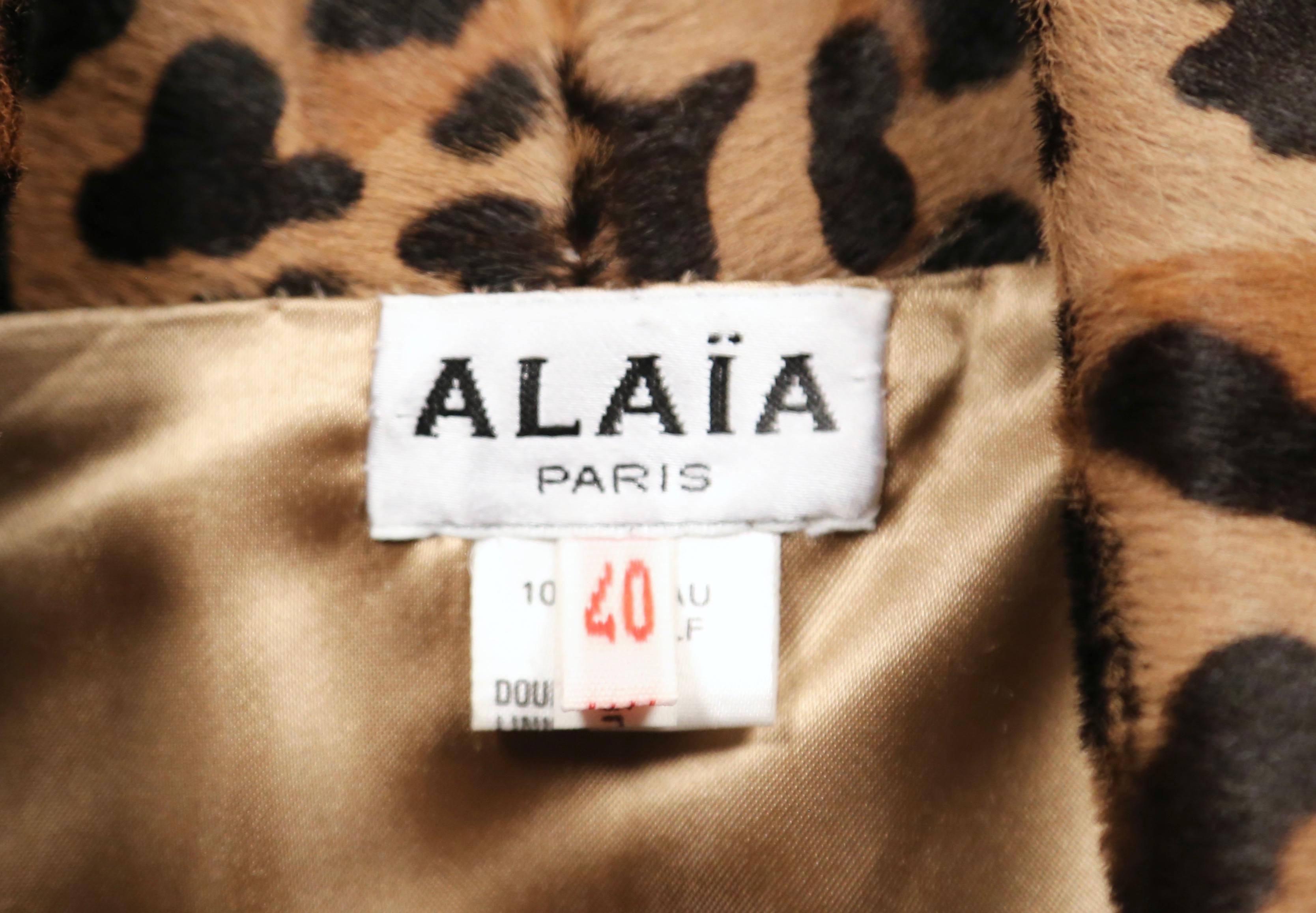 Brown 1991 AZZEDINE ALAIA leopard calf fur runway jacket For Sale