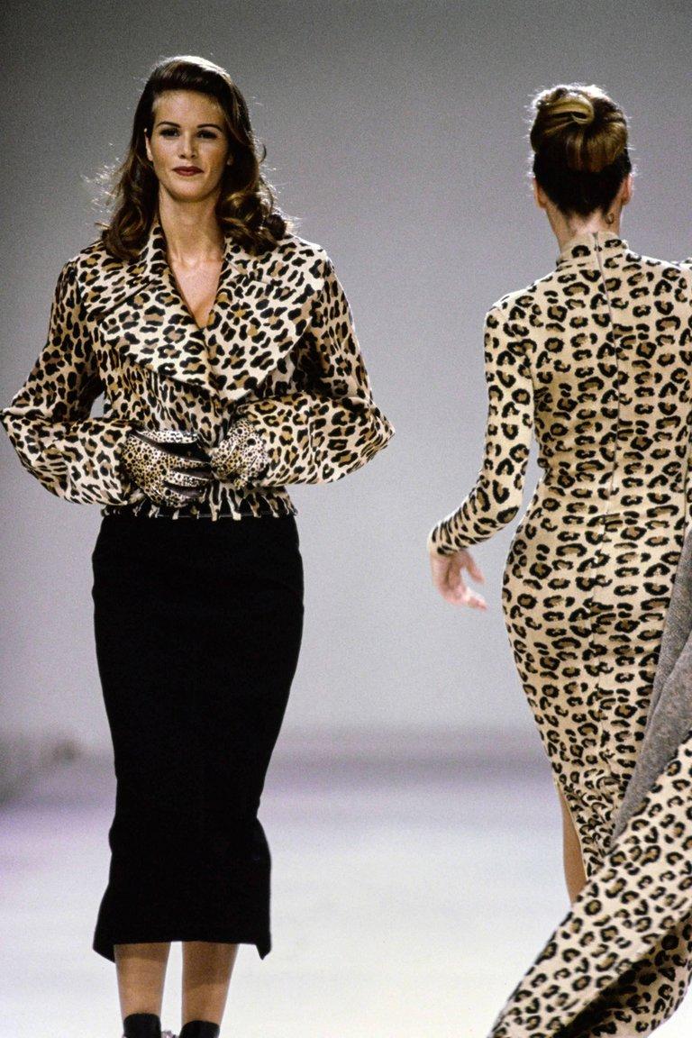1991 AZZEDINE ALAIA leopard calf fur runway jacket For Sale 1