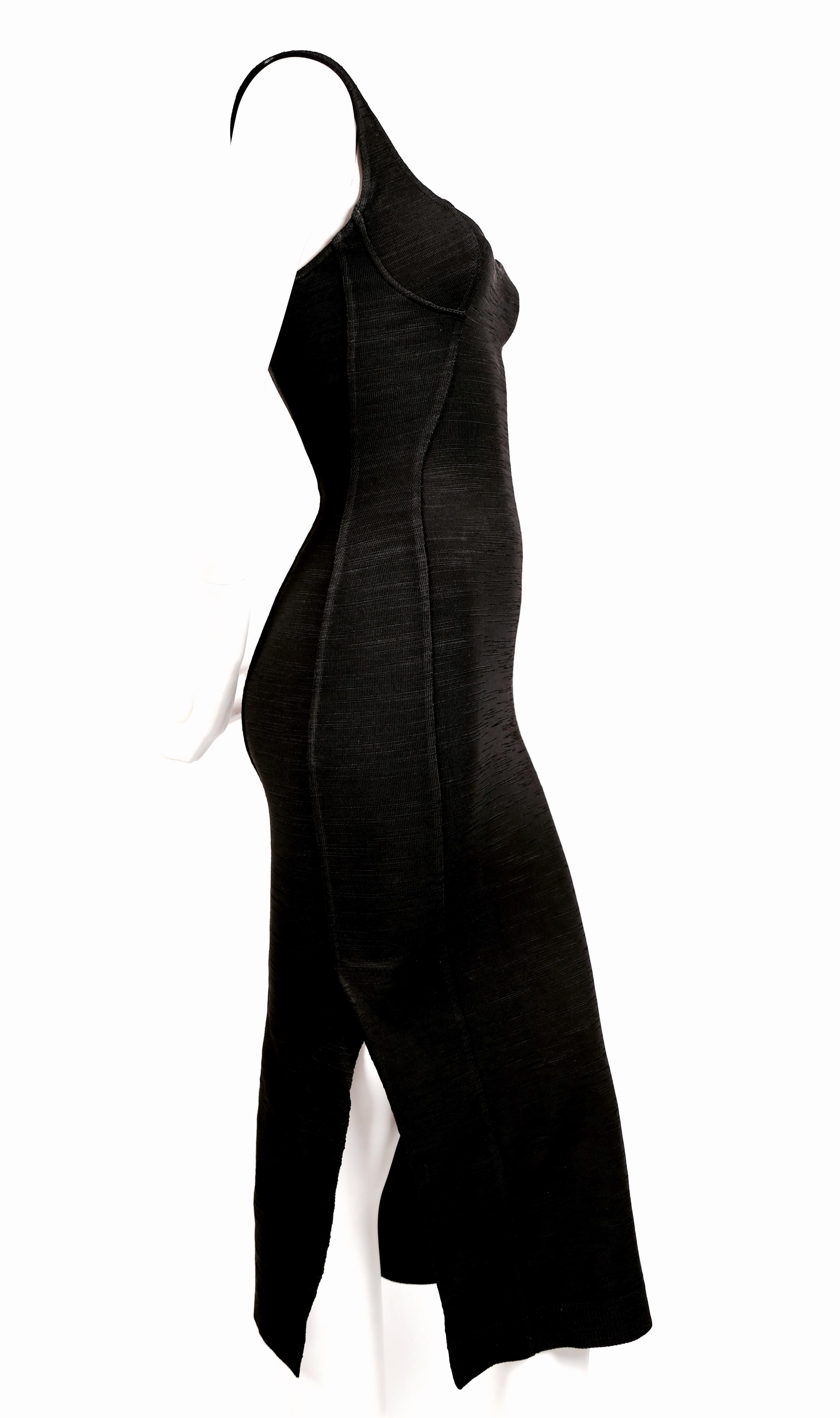 1991 AZZEDINE ALAIA long black runway dress with bustier seams In Excellent Condition In San Fransisco, CA