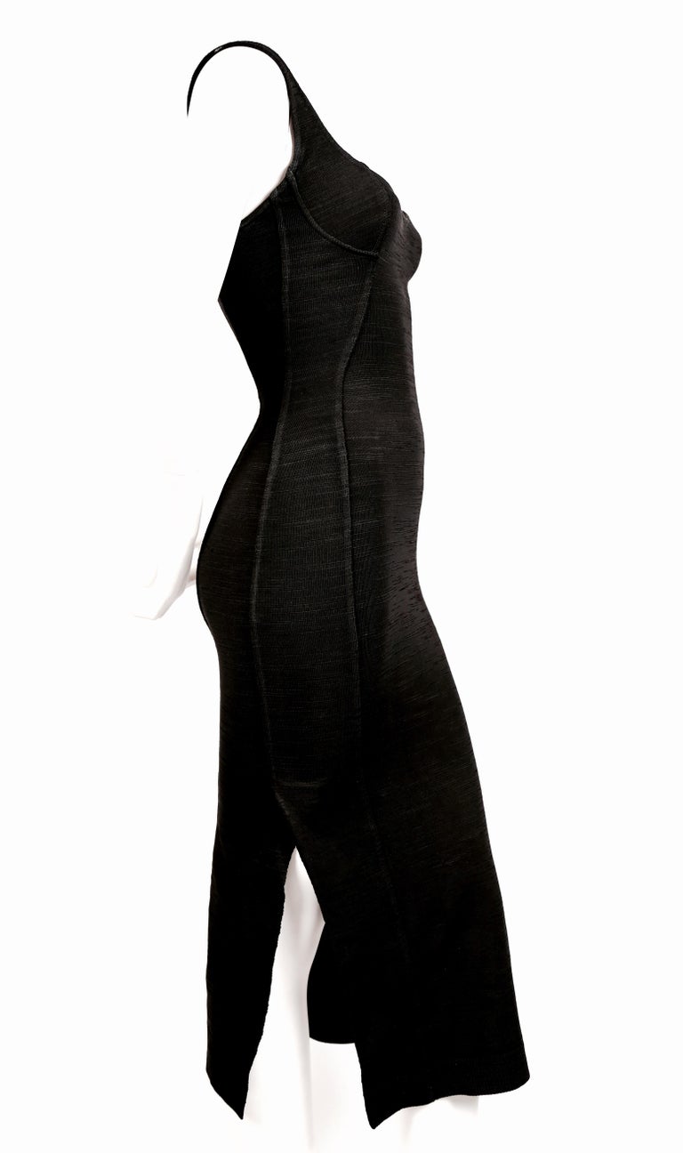 1991 AZZEDINE ALAIA long black runway dress with bustier seams In Excellent Condition For Sale In San Fransisco, CA
