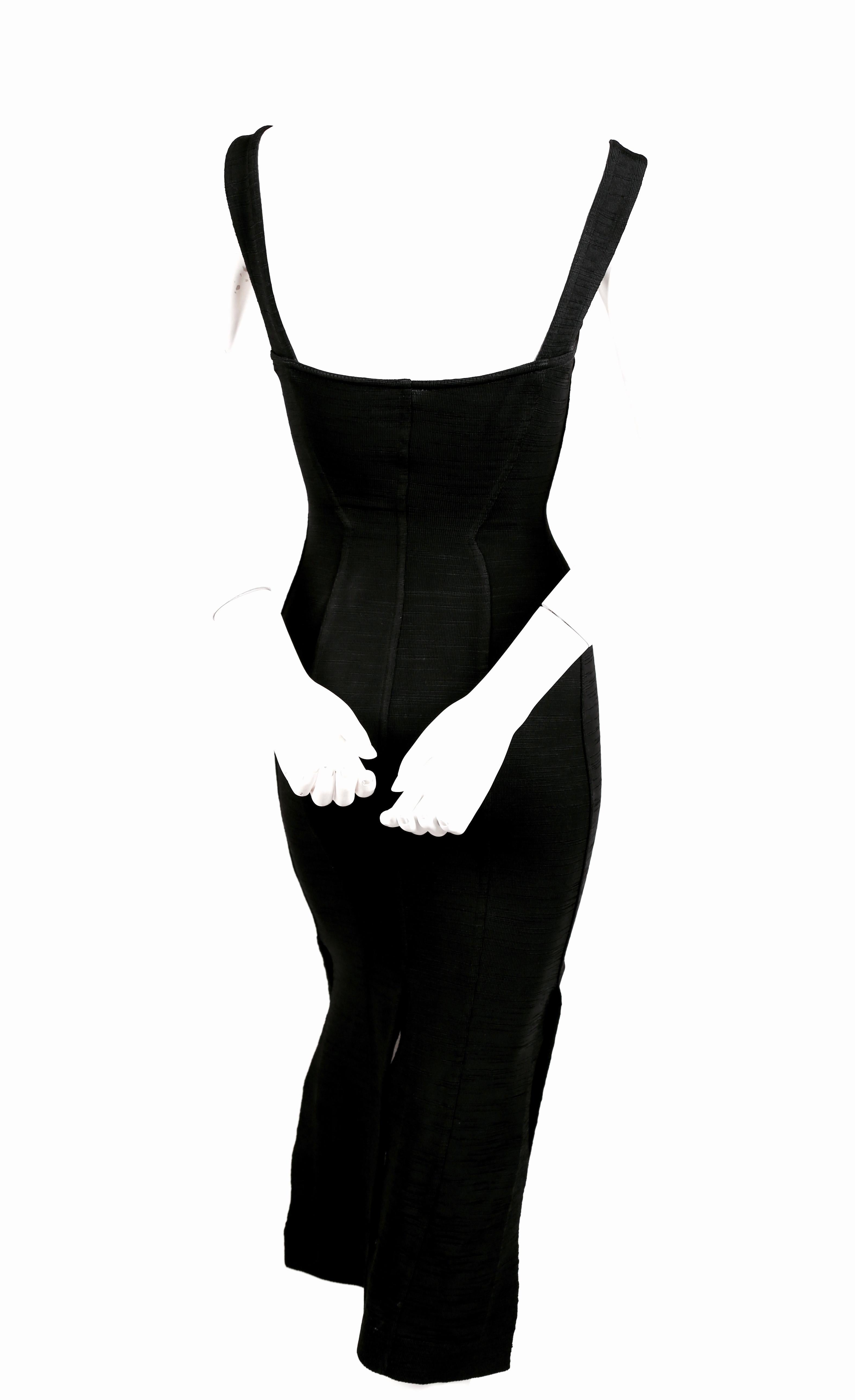 1991 AZZEDINE ALAIA long black runway dress with bustier seams 2