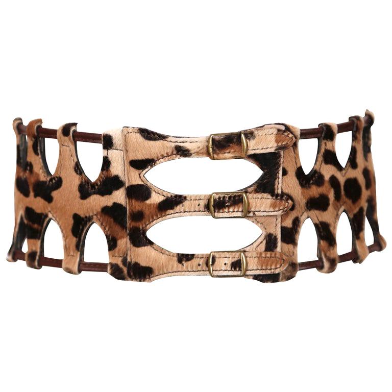 1991 AZZEDINE ALAIA pony skin leopard belt