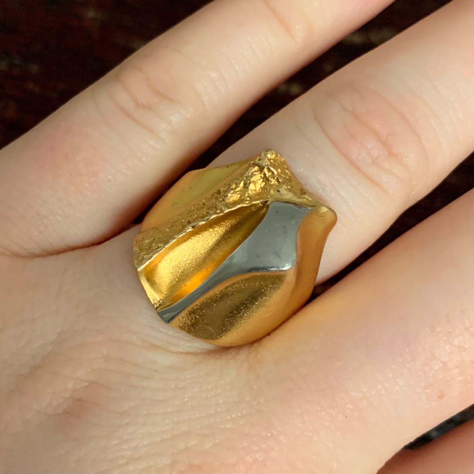Modernist 1991 Björn Weckstrom for Lapponia Gold and Platinum Ring