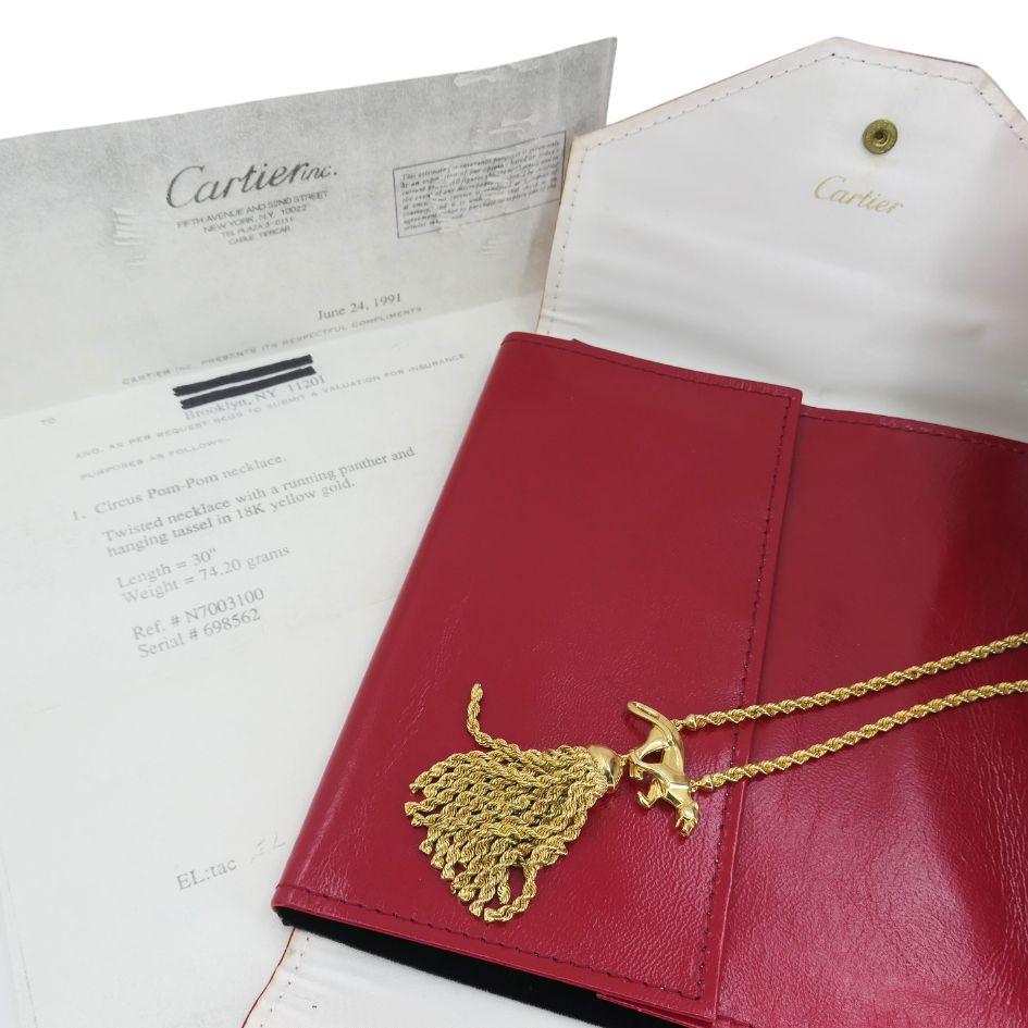 1991 Cartier 18k Gold Pom Pom Circus Panthere Necklace 7