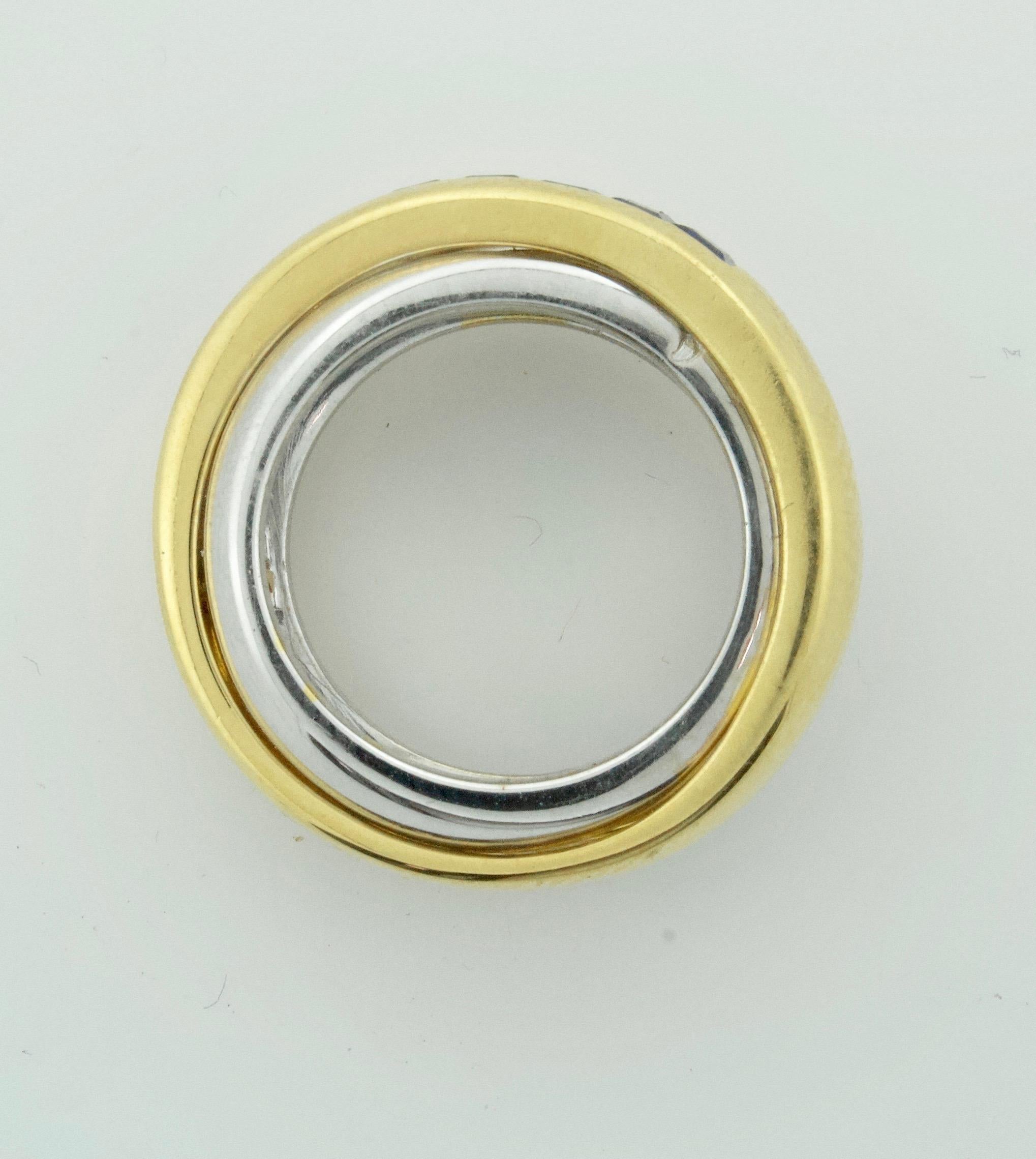 1991 Cartier Saphir-Ring aus 18 Karat Gelb- und Weißgold (Carréeschliff) im Angebot