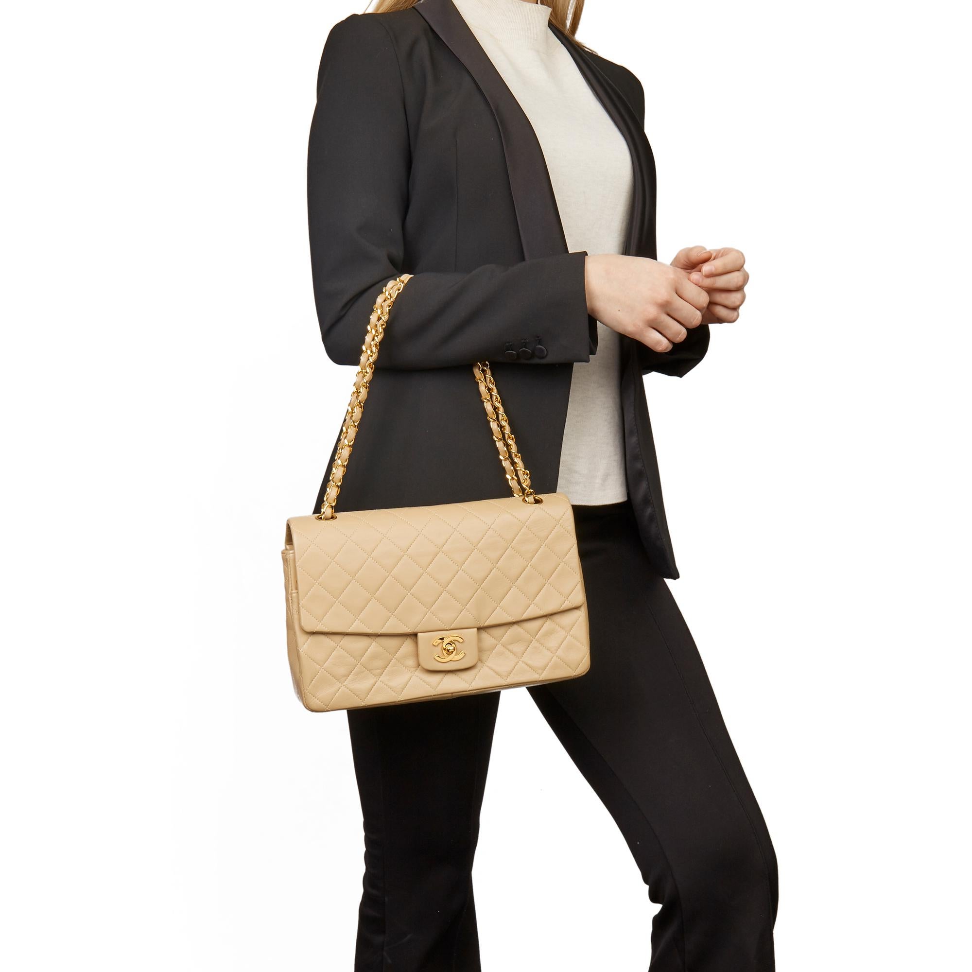 CHANEL
Beige Quilted Lambskin Vintage Classic Single Flap Bag with Wallet 

Xupes Reference: HB3380
Serial Number: 1465405
Age (Circa): 1991
Accompanied By: Chanel Dust Bag, Box, Authenticity Card
Authenticity Details: Authenticity Card, Serial