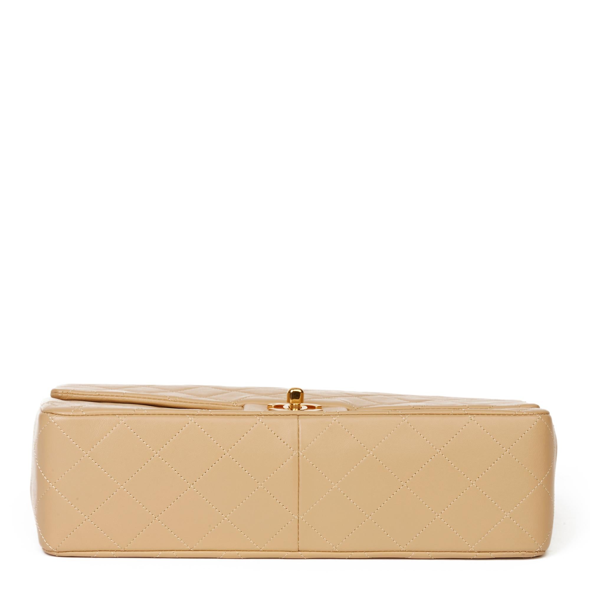 1991 Chanel Beige Quilted Lambskin Vintage Classic Single Flap Bag with Wallet 2