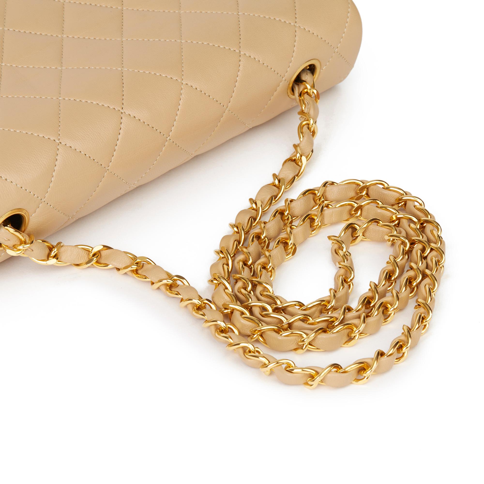 1991 Chanel Beige Quilted Lambskin Vintage Small Classic Single Full Flap Bag 3