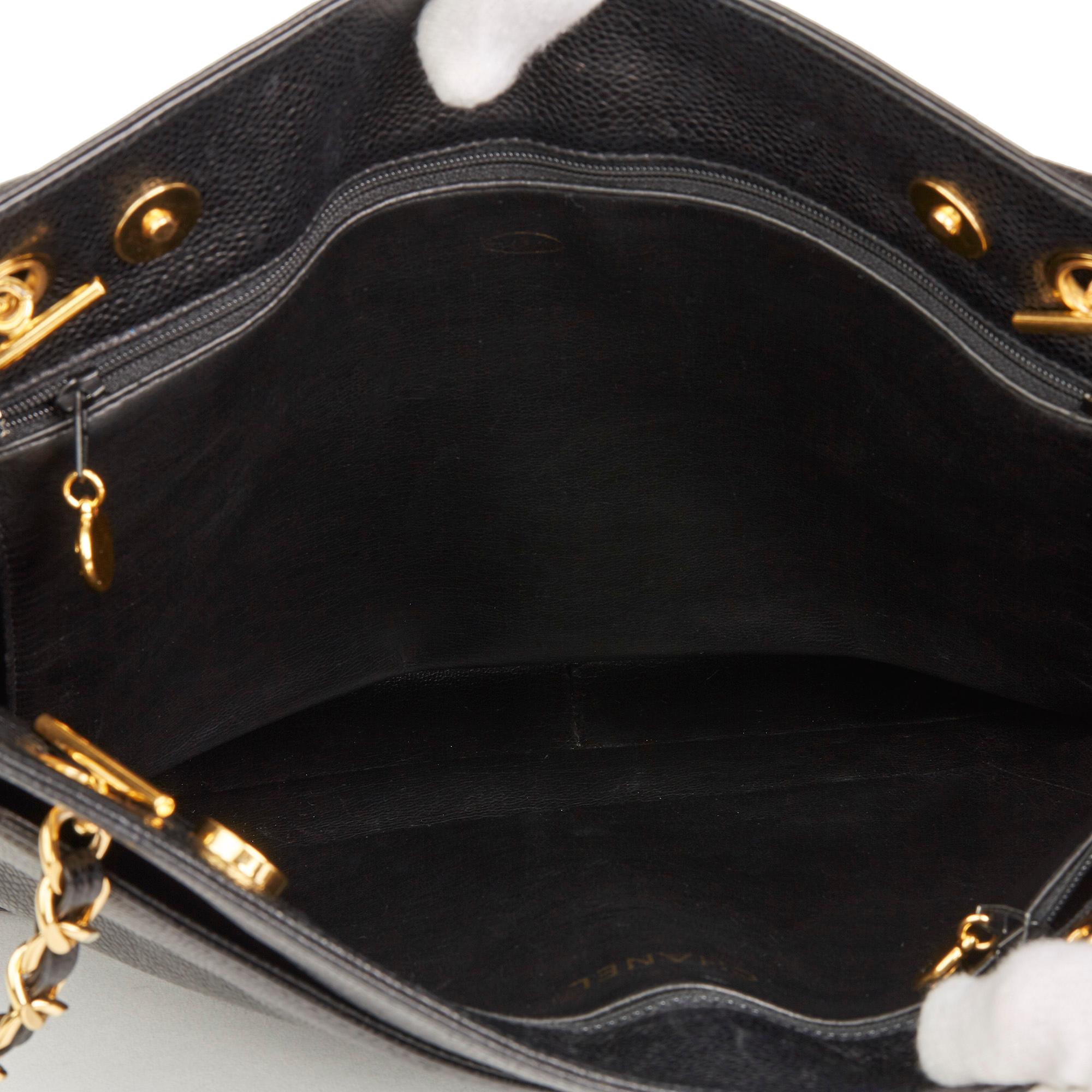 1991 Chanel Black Caviar Leather Vintage Classic Shoulder Bag 6