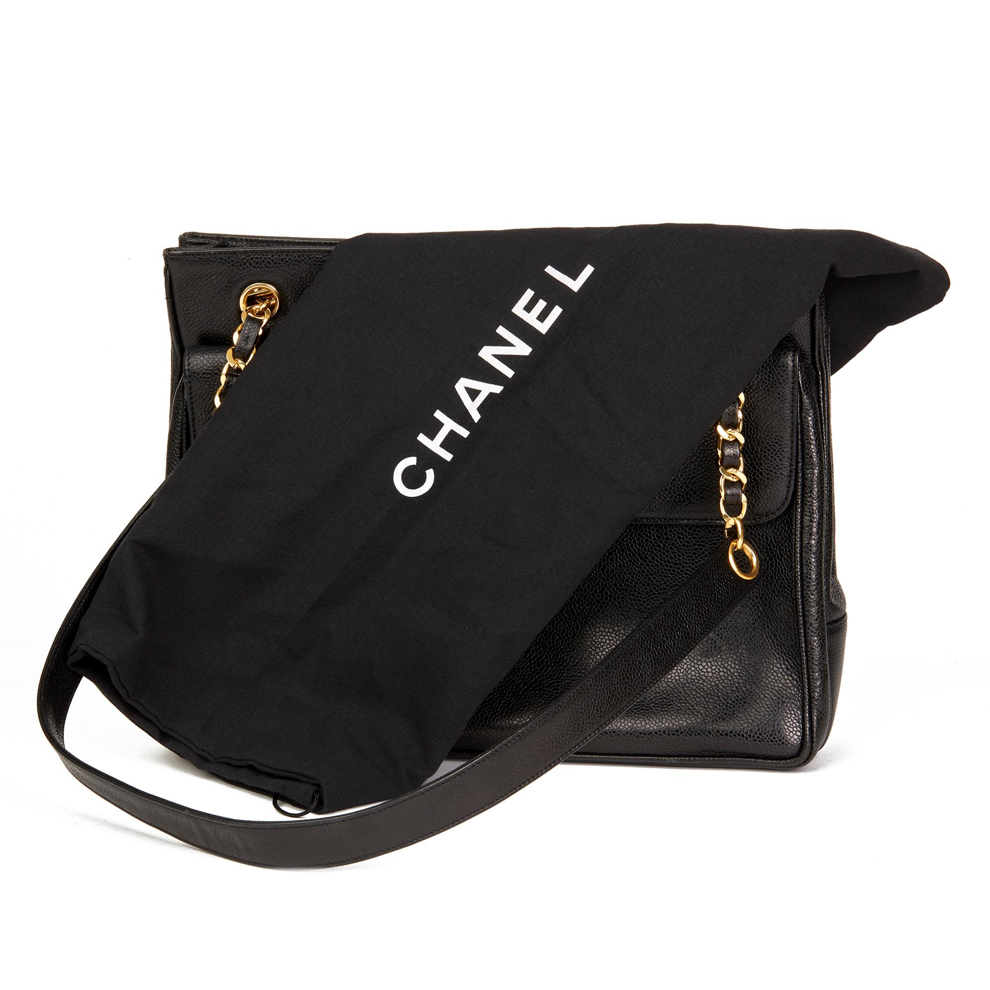 1991 Chanel Black Caviar Leather Vintage Classic Shoulder Bag 7