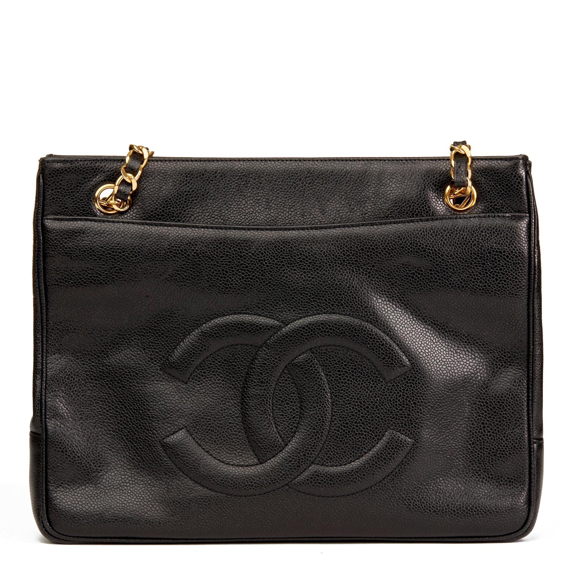 Women's 1991 Chanel Black Caviar Leather Vintage Classic Shoulder Bag