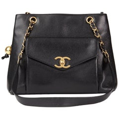 1991 Chanel Black Caviar Leather Vintage Classic Shoulder Bag 1991 Chanel Black Caviar Leather Vintage Classic Shoulder Bag