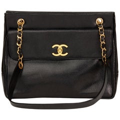1991 Chanel Black Caviar Leather Vintage Classic Shoulder Bag 1991 Chanel Black Caviar Leather Vintage Classic Shoulder Bag