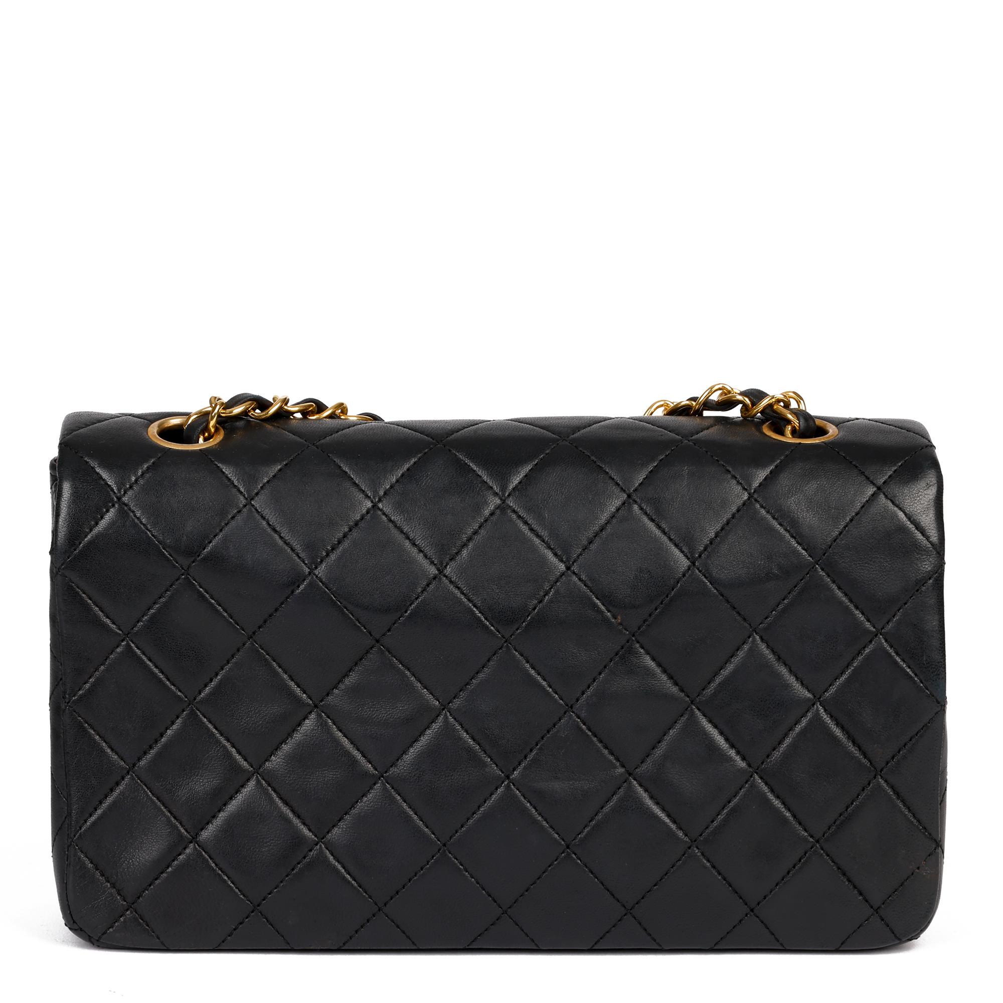 1991 Chanel Black Quilted Lambskin Leather Vintage Classic Single Full Flap Bag  1