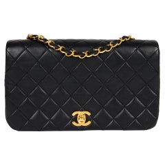 1991 Chanel Black Quilted Lambskin Leather Vintage Classic Single Full Flap Bag 1991 Chanel Black Quilted Lambskin Leather Vintage Classic Single Full Flap Bag