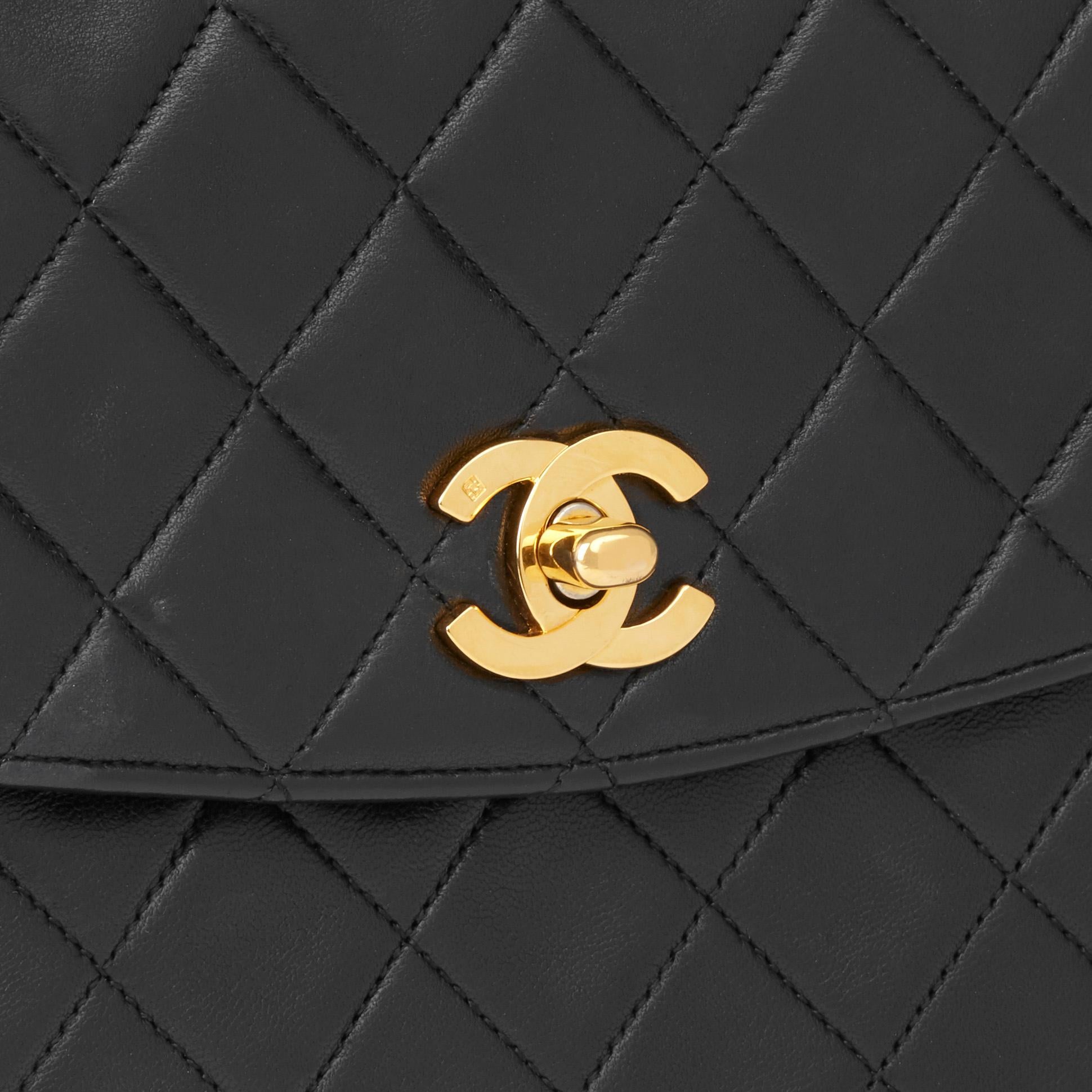 1991 Chanel Black Quilted Lambskin Vintage Classic Single Flap Bag with Wallet In Excellent Condition In Bishop's Stortford, Hertfordshire