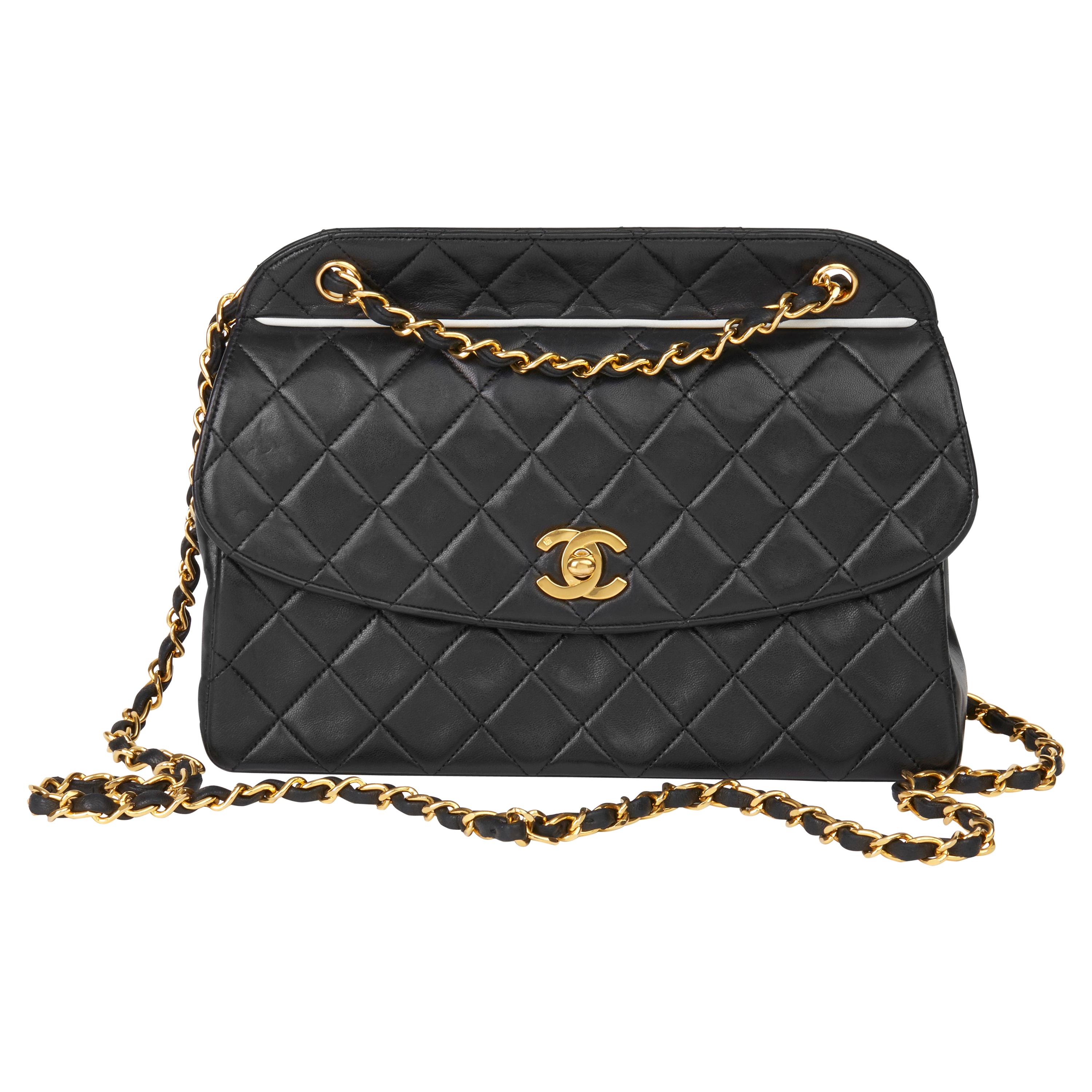 1991 Chanel Black Quilted Lambskin Vintage Classic Single Flap Bag with  Wallet at 1stDibs
