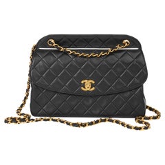 1991 Chanel Black Quilted Lambskin Vintage Classic Single Flap Bag