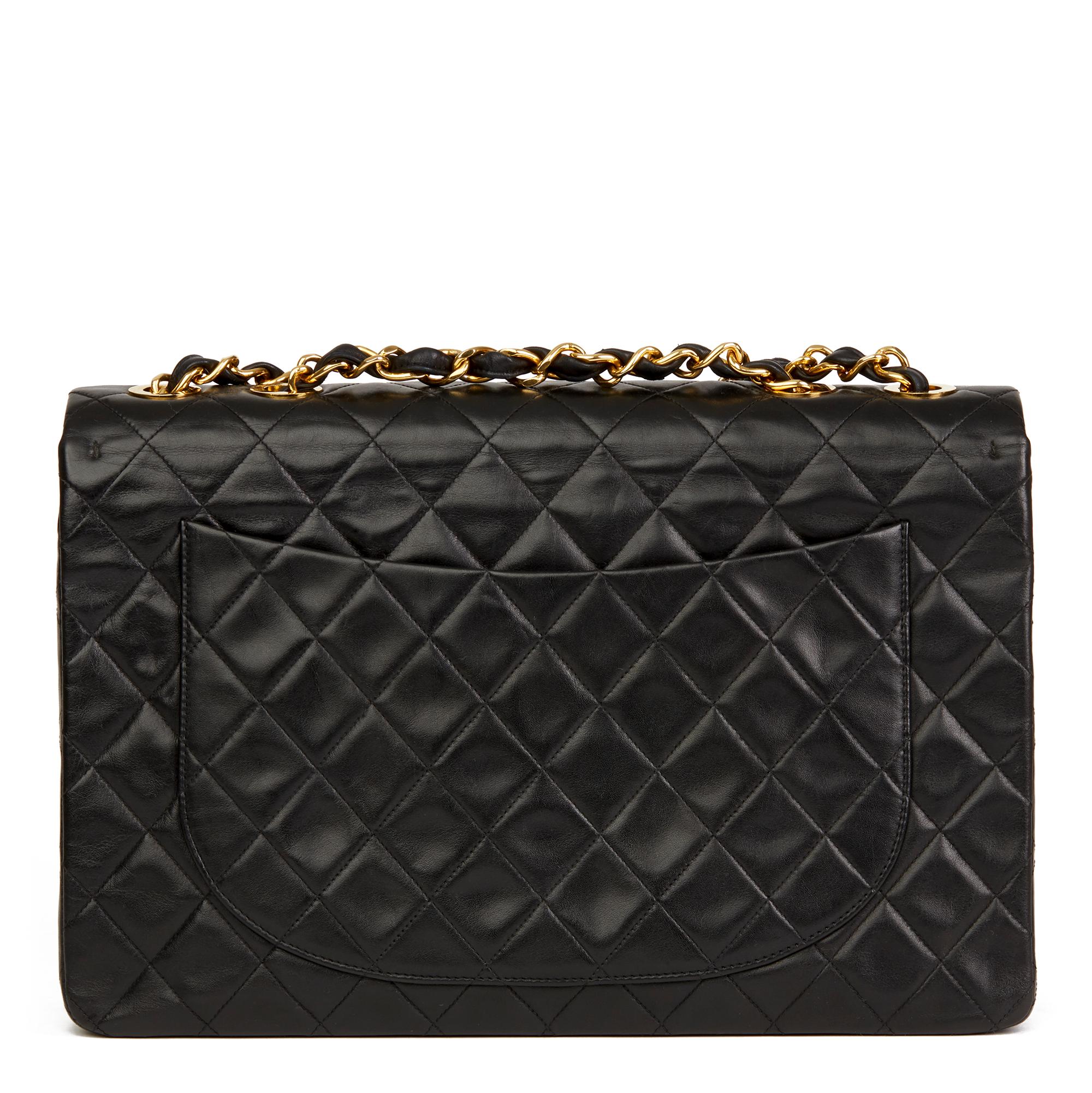 Women's 1991 Chanel Black Quilted Lambskin Vintage Maxi Jumbo XL Flap Bag