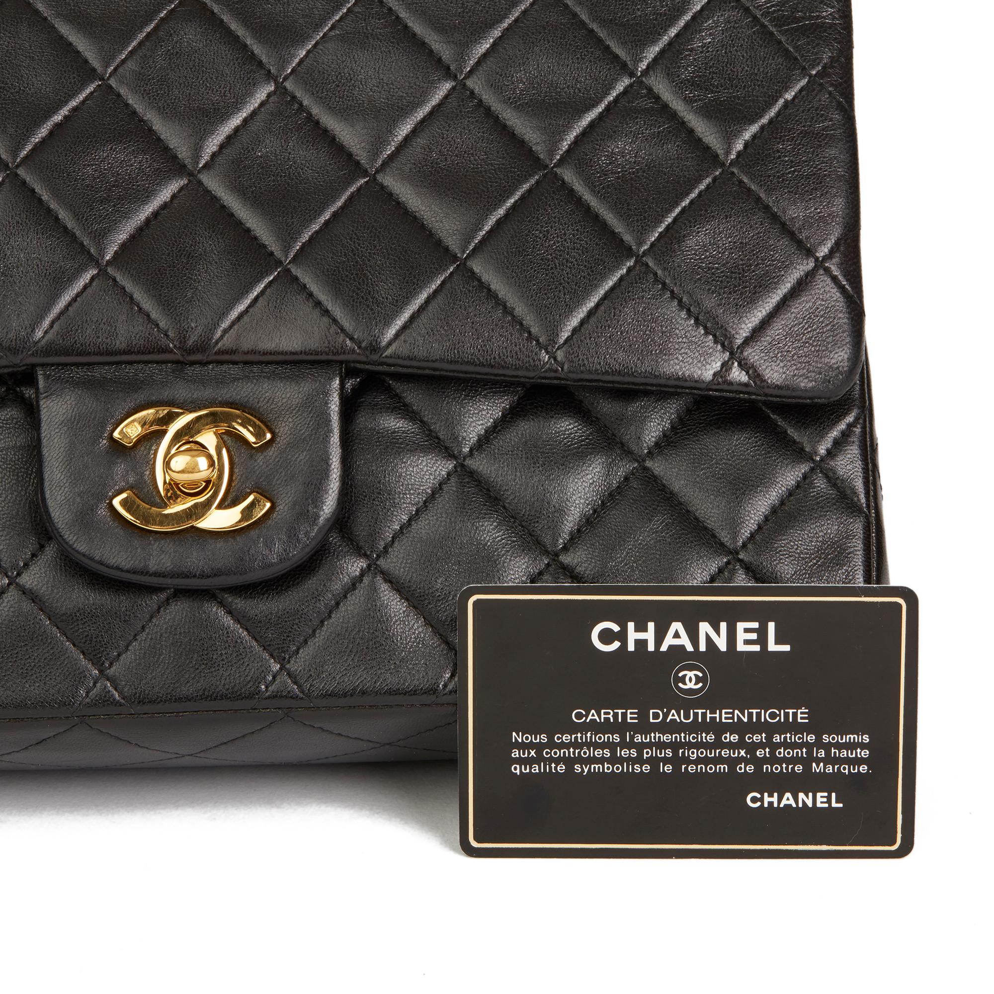 1991 Chanel Black Quilted Lambskin Vintage Medium Classic Double Flap Bag 5