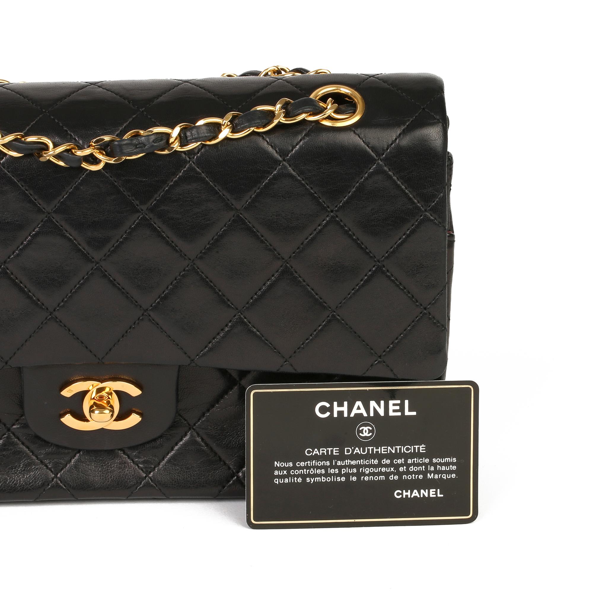 1991 Chanel Black Quilted Lambskin Vintage Medium Classic Double Flap Bag  8