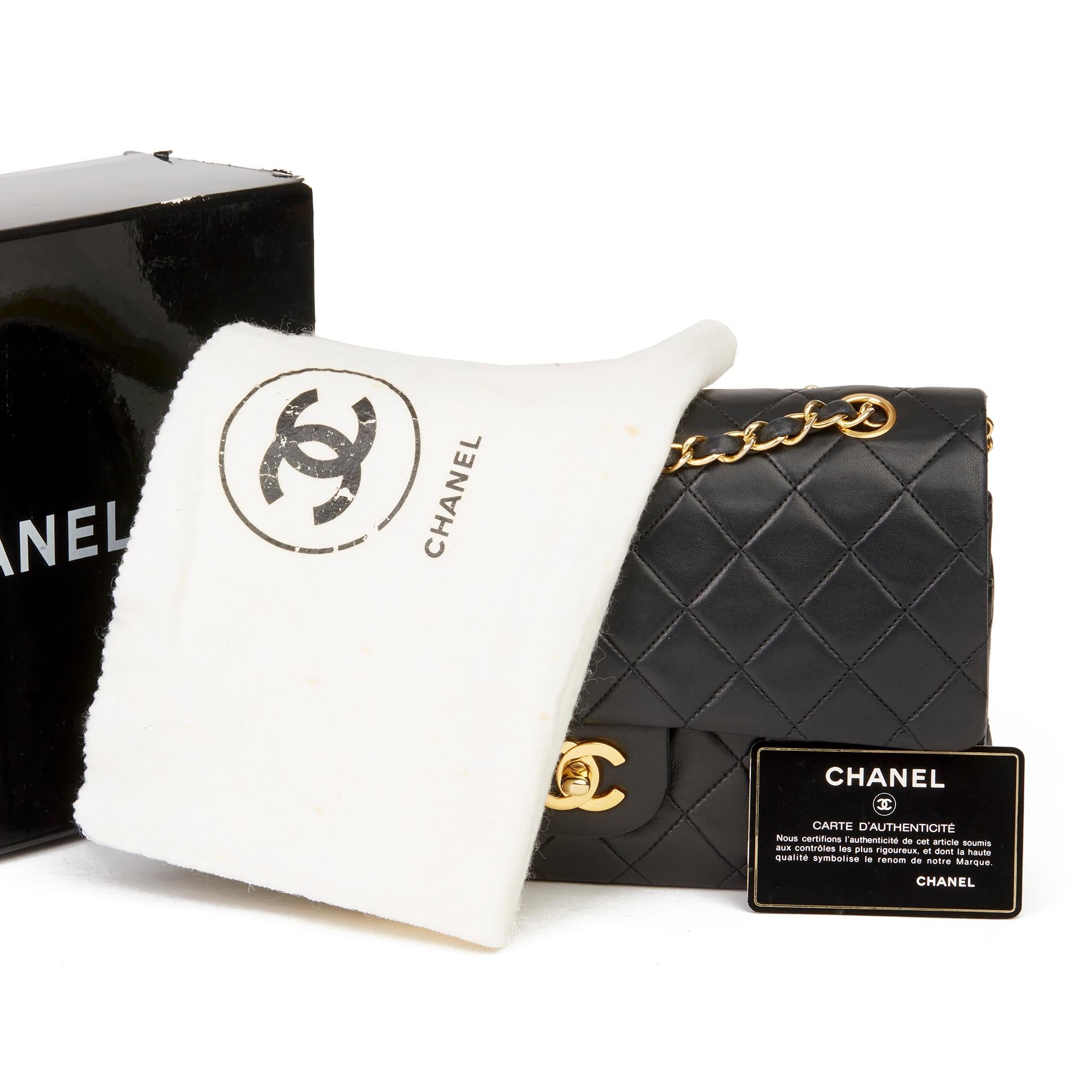 1991 Chanel Black Quilted Lambskin Vintage Medium Classic Double Flap Bag 8