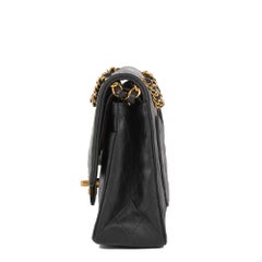 1991 Chanel Black Quilted Lambskin Vintage Medium Classic Double Flap Bag