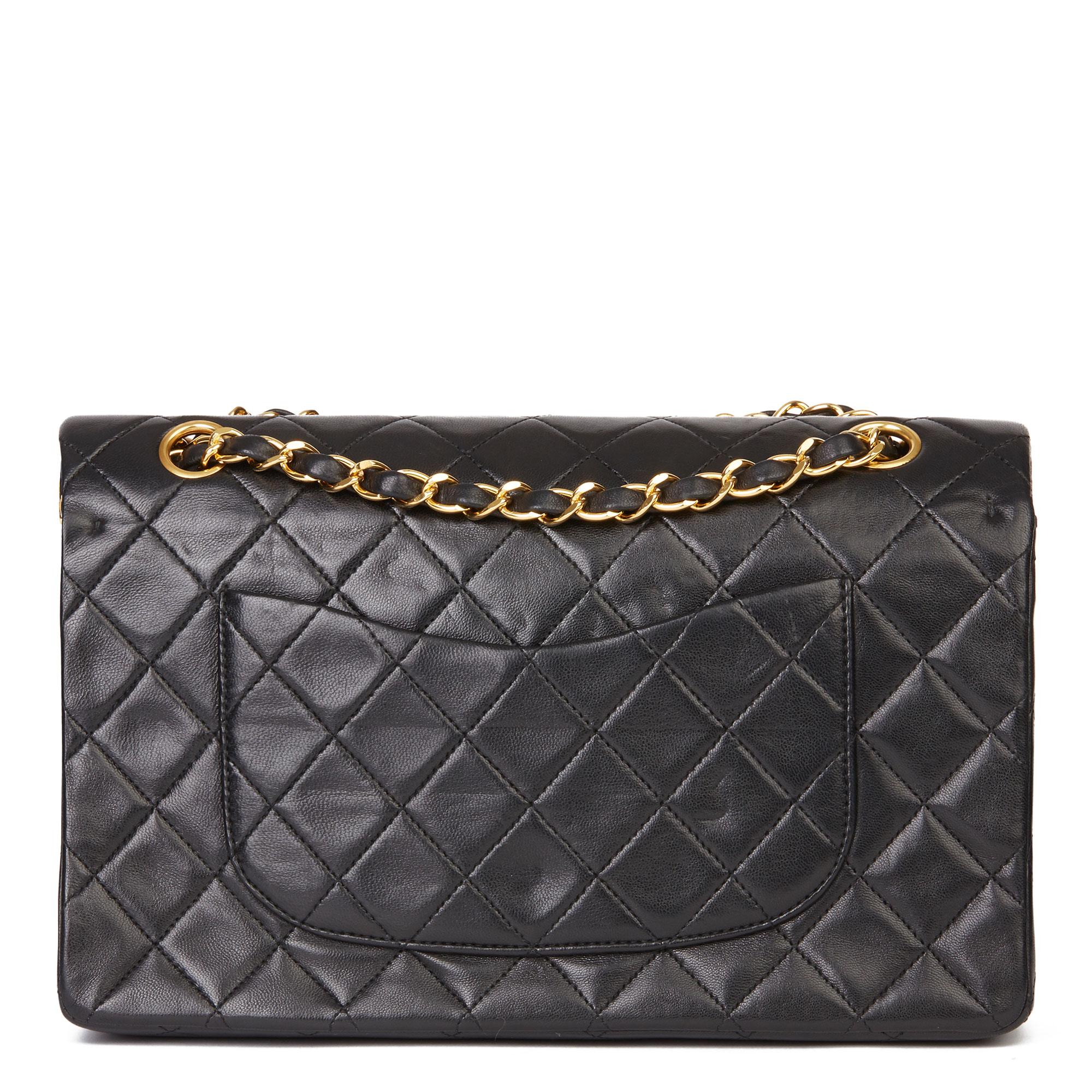 Women's 1991 Chanel Black Quilted Lambskin Vintage Medium Classic Double Flap Bag