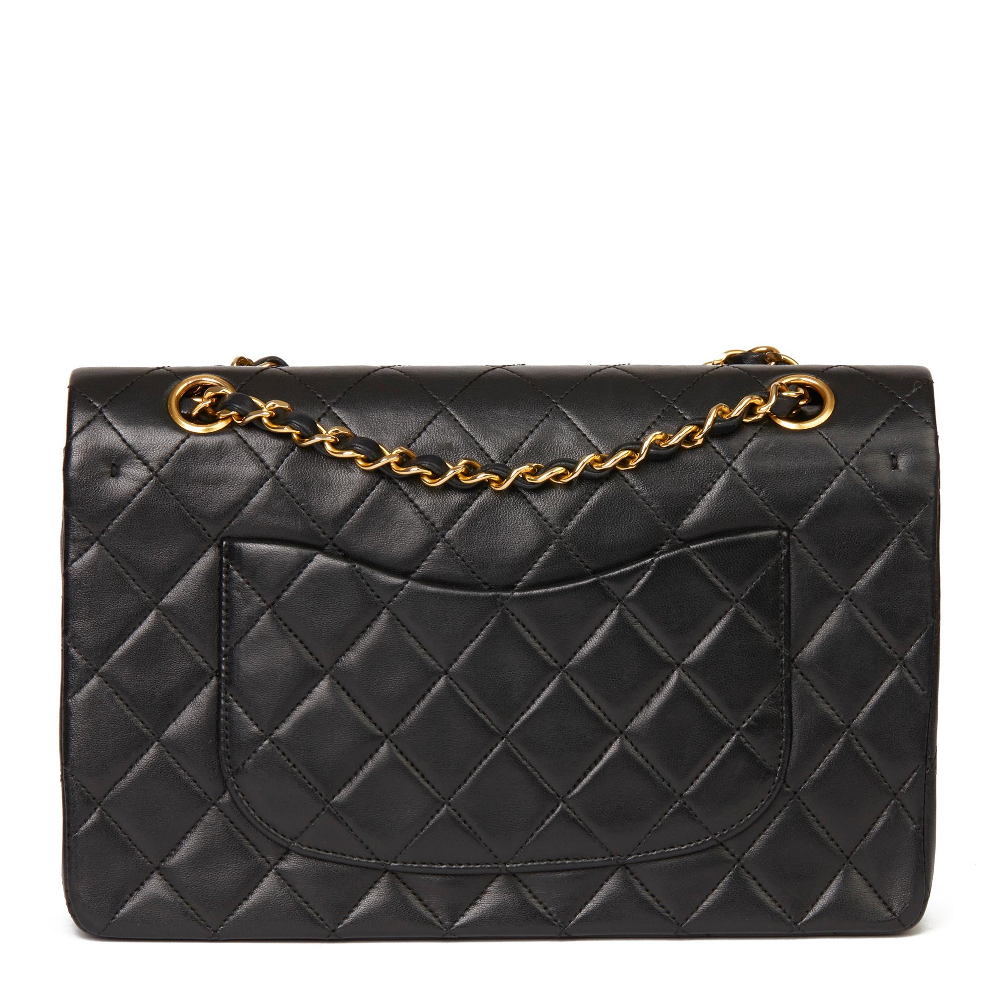 1991 Chanel Black Quilted Lambskin Vintage Medium Classic Double Flap Bag  1