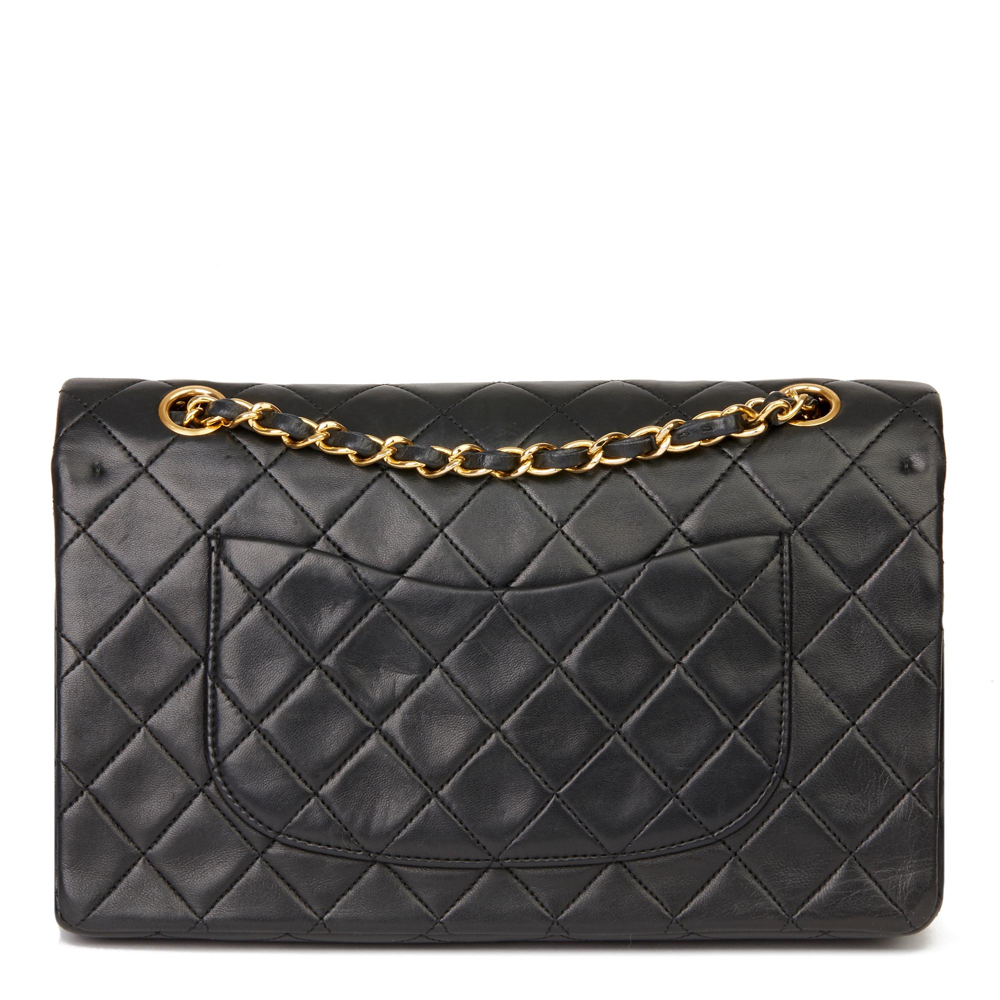 1991 Chanel Black Quilted Lambskin Vintage Medium Classic Double Flap Bag 1