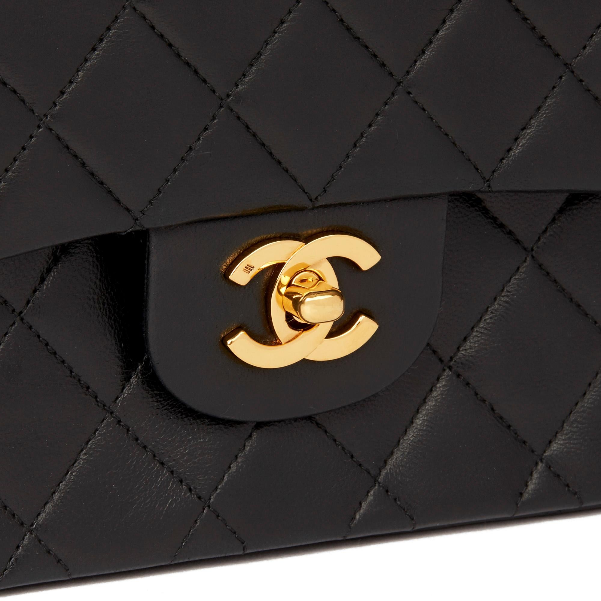 1991 Chanel Black Quilted Lambskin Vintage Medium Classic Double Flap Bag  3