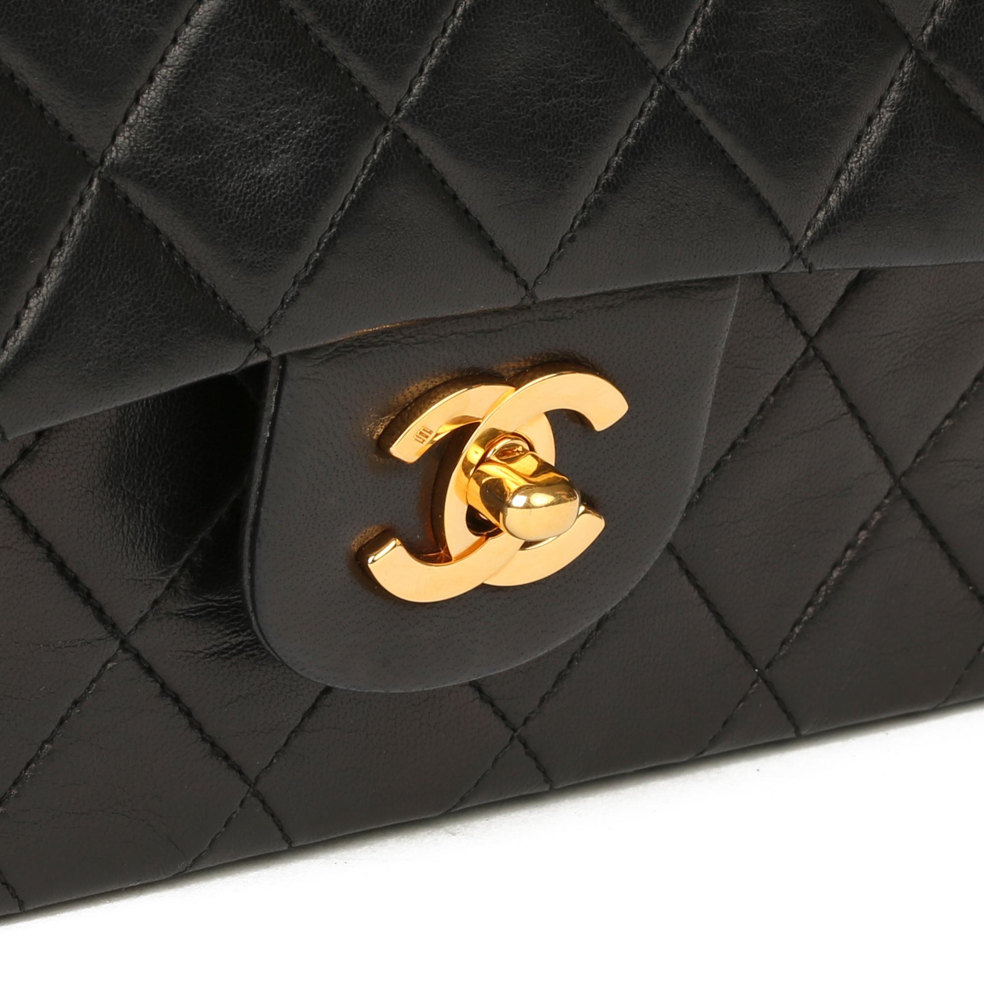 1991 Chanel Black Quilted Lambskin Vintage Medium Classic Double Flap Bag  3
