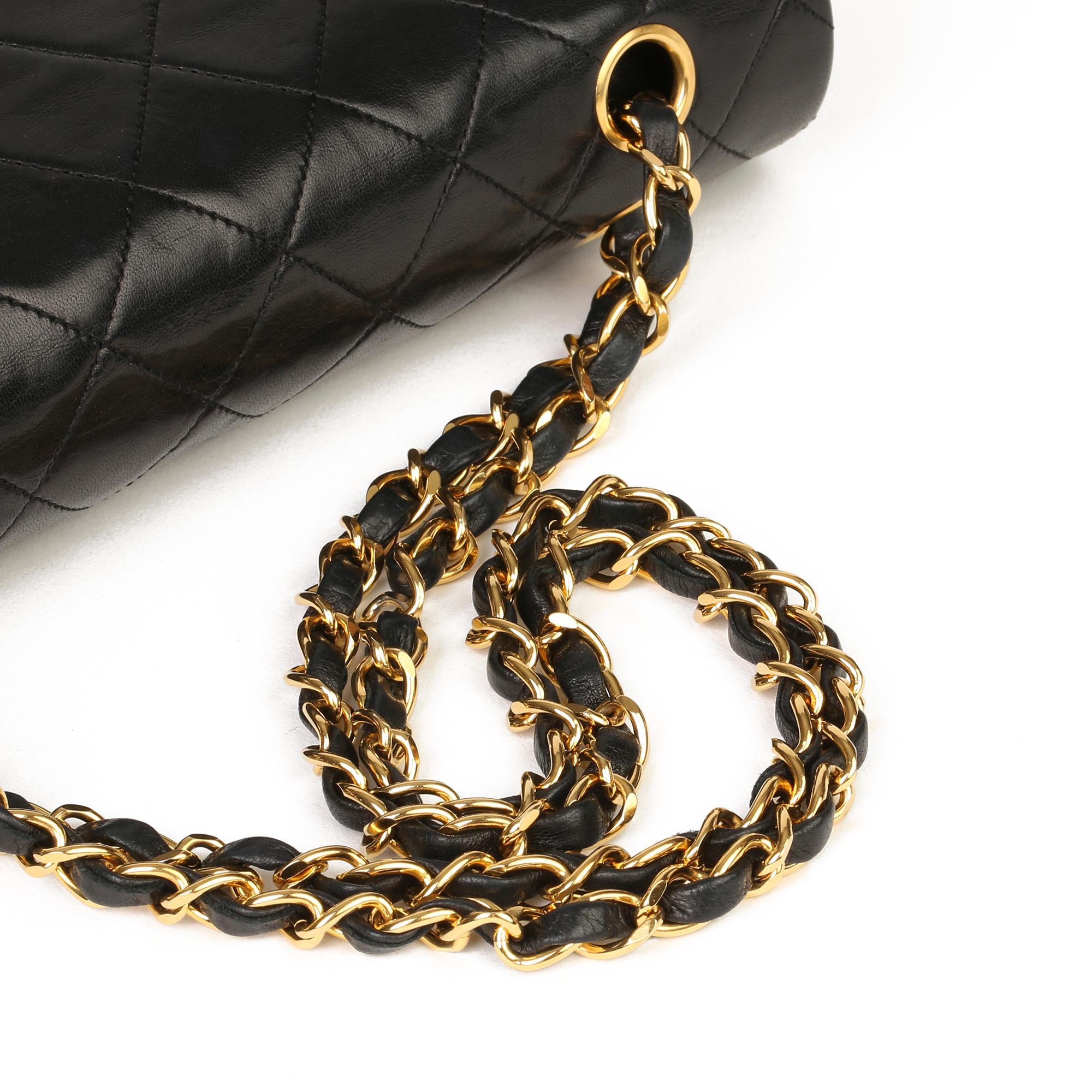 1991 Chanel Black Quilted Lambskin Vintage Medium Classic Double Flap Bag  4