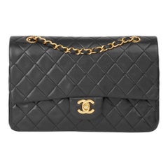 1991 Chanel Black Quilted Lambskin Vintage Medium Classic Double Flap Bag